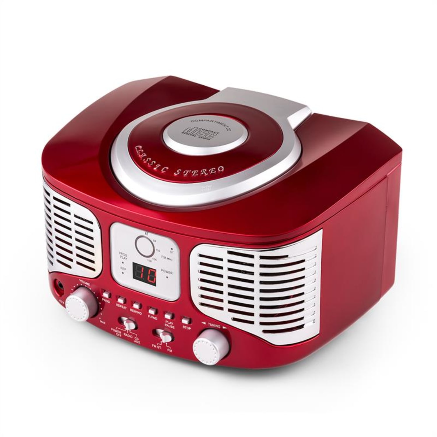 RCD320 Reproductor de CD retro FM AUX Rojo Rojo