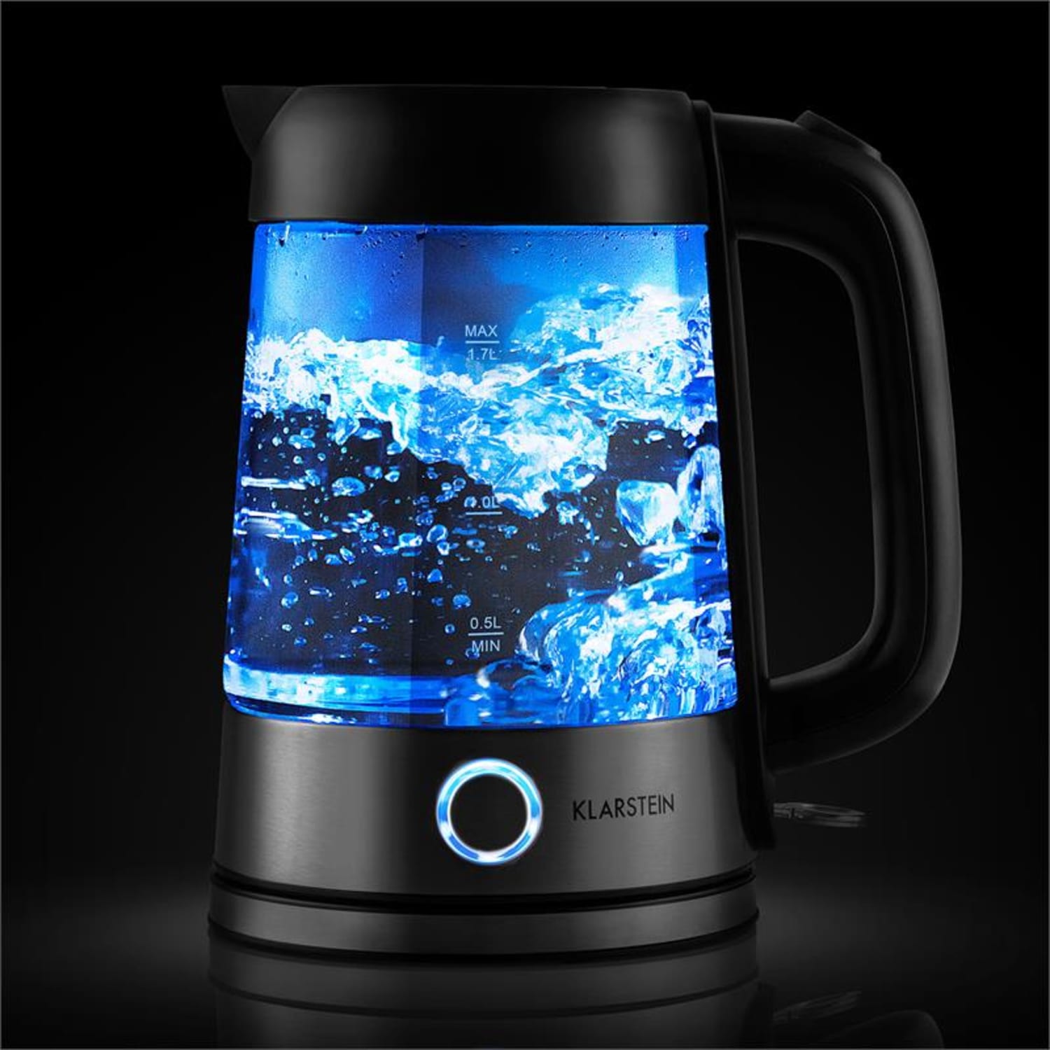 Klarstein Tiefblau vízforraló 1,7 l, 2200 W, kék LED megvilágítás 