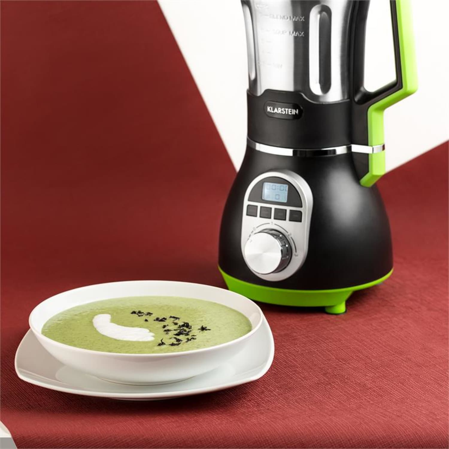 Klarstein Soup-Chef oranžový, 900 W, 1,75 l, 100 stupňů, příprava polévek Zelená