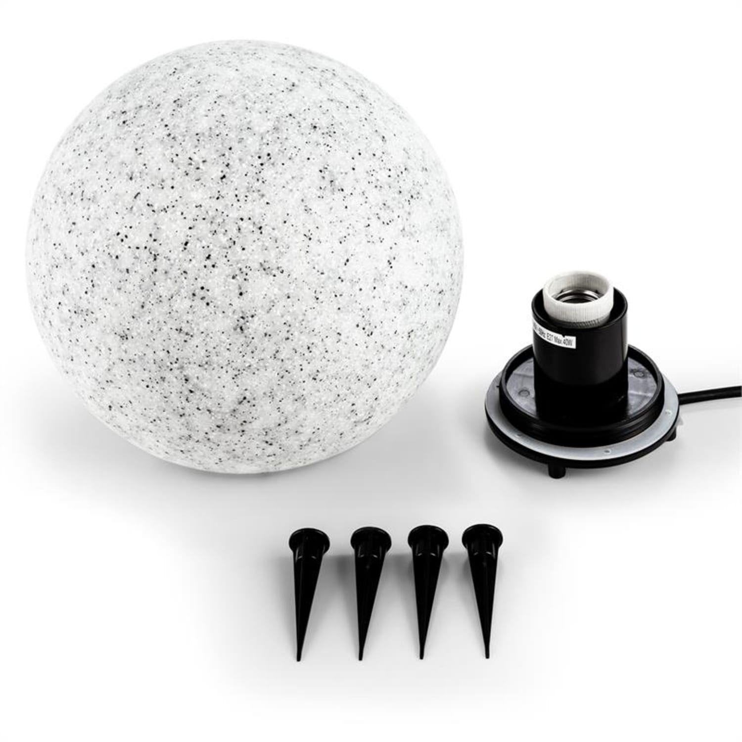 Shinestone M, lampa ogrodowa, kulista, 30 cm, wygląd kamienia 30 cm | Szary z Plamkami