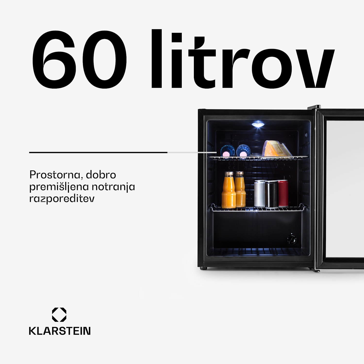 Beersafe XL, 60-litrski hladilnik, energijski razred D, steklena vrata, nerjaveče jeklo Strebrna | 60