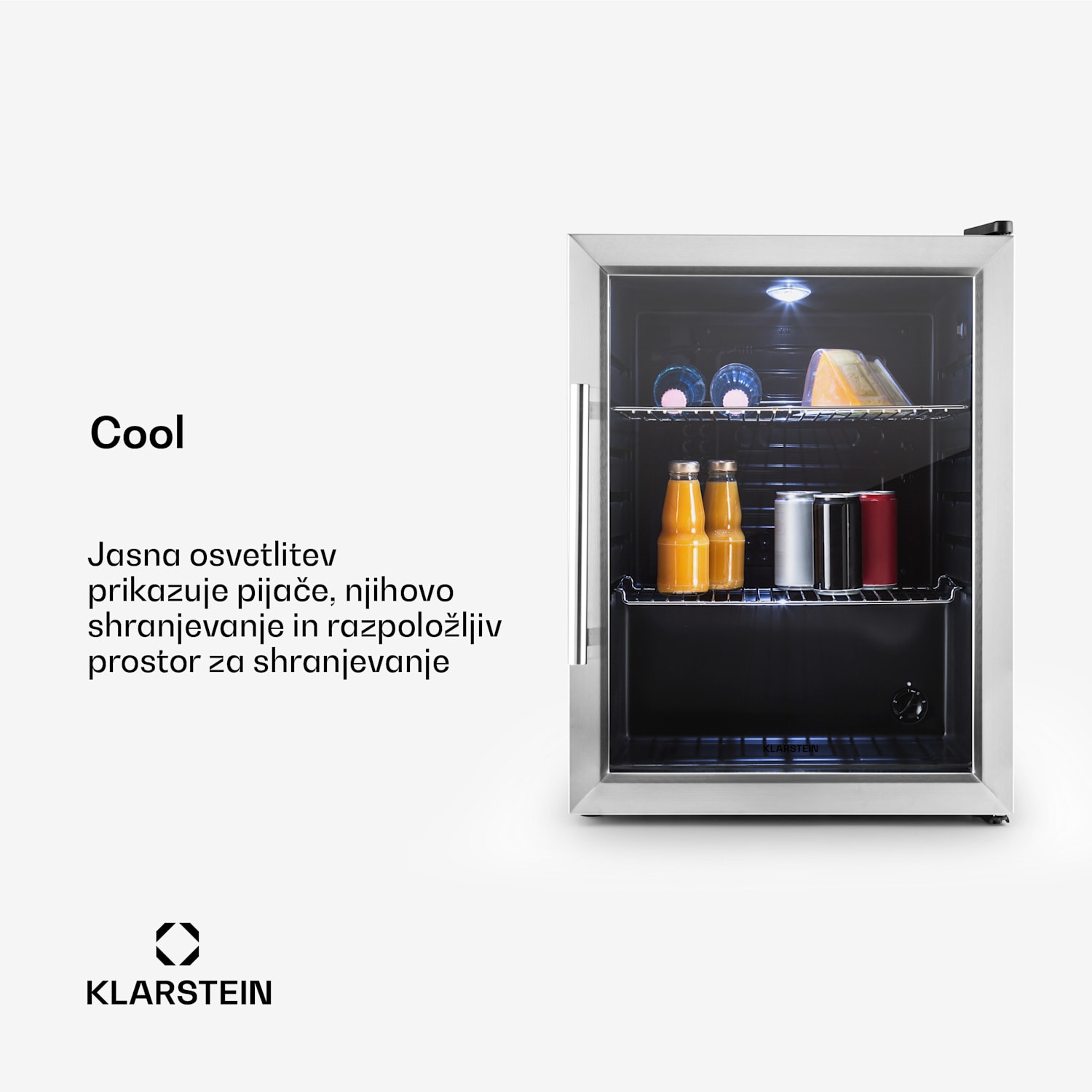 Beersafe XL, 60-litrski hladilnik, energijski razred D, steklena vrata, nerjaveče jeklo Strebrna | 60