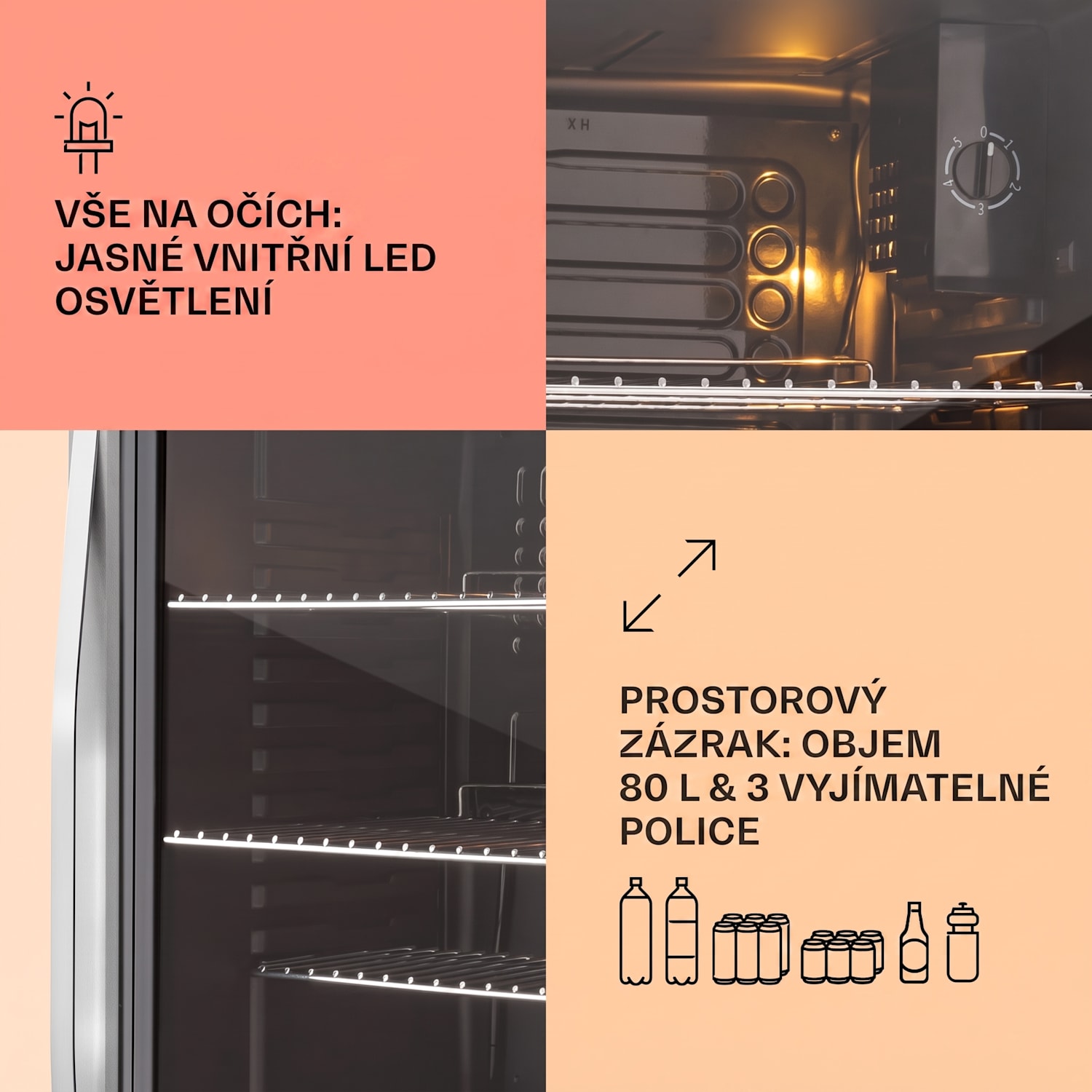 Beersafe XXL, lednice, 80 l, energetická třída E 80 L | Černá | Stříbrná