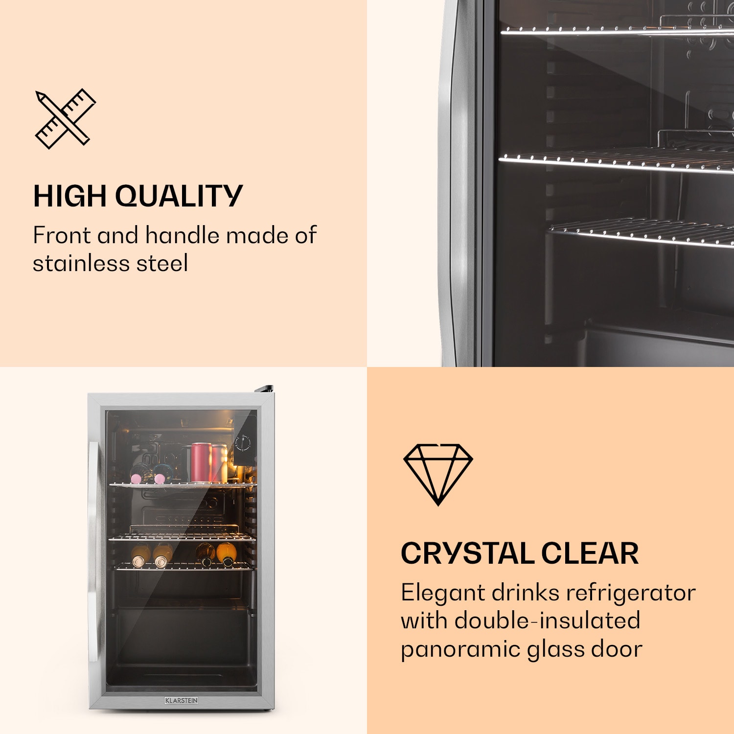 Beersafe XXL, frigider de 80 de litri, clasa energetică E 80 litri | Oțel inoxidabil