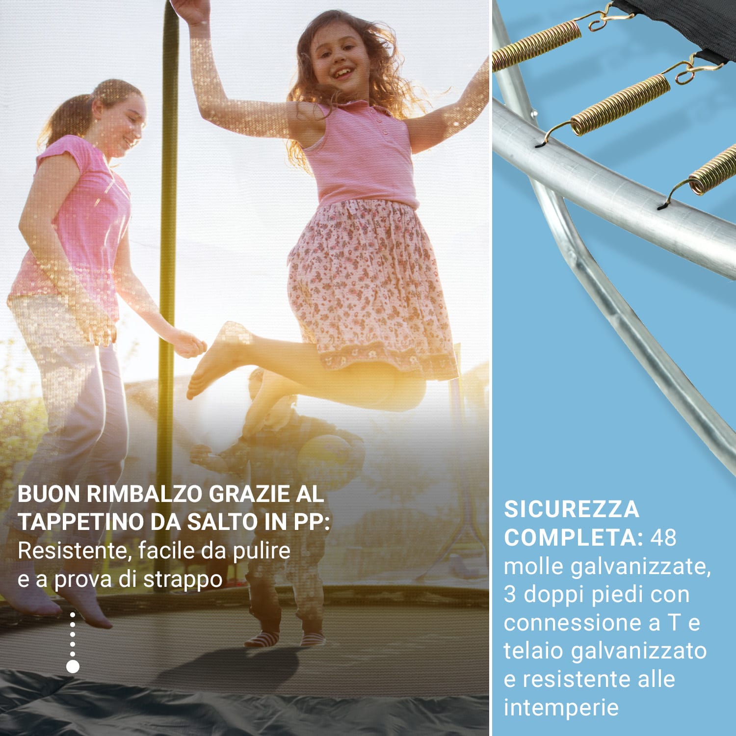 Rocketboy 250 Tappeto Elastico 250cm Rete di Sicurezza Interna Blu 250 cm | Sports Blue