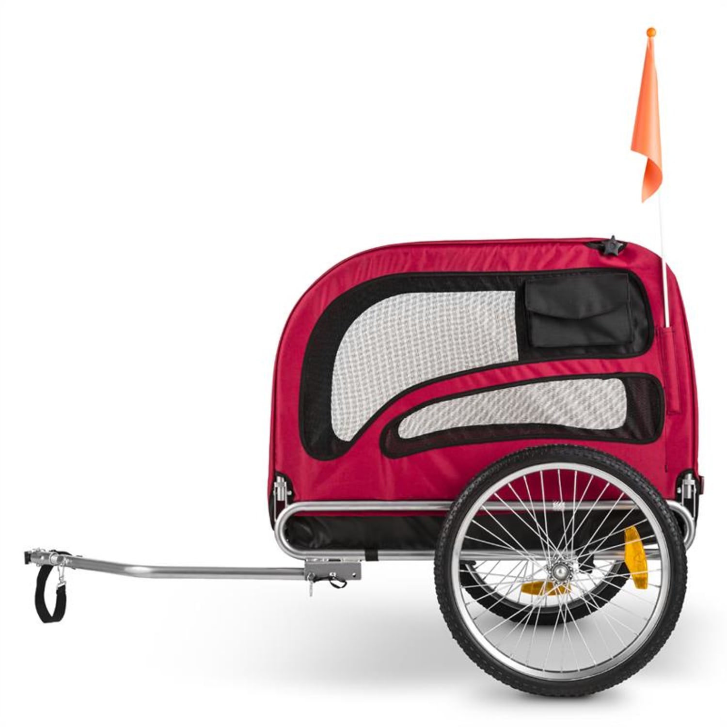 King Rex, přívěs pro psa, za kolo, 250 l, 40 kg, ocelové trubky Červená