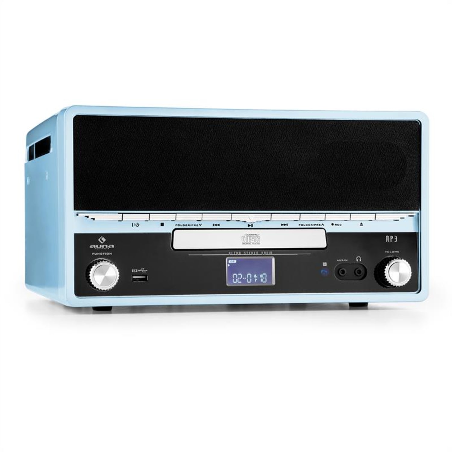 RTT 1922 Cadena estéreo retro MP3 CD USB FM AUX función grabación azul Azul
