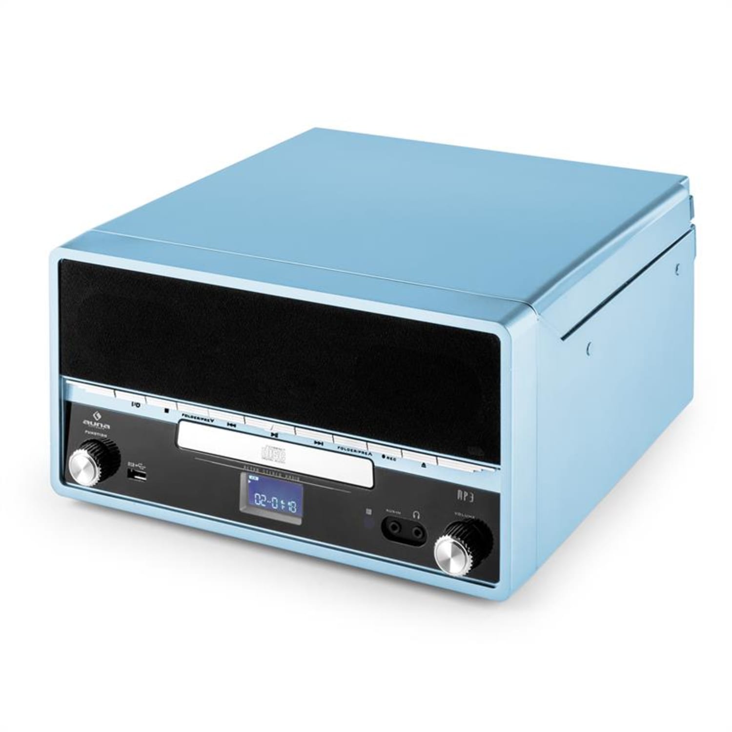 RTT 1922 Cadena estéreo retro MP3 CD USB FM AUX función grabación azul Azul