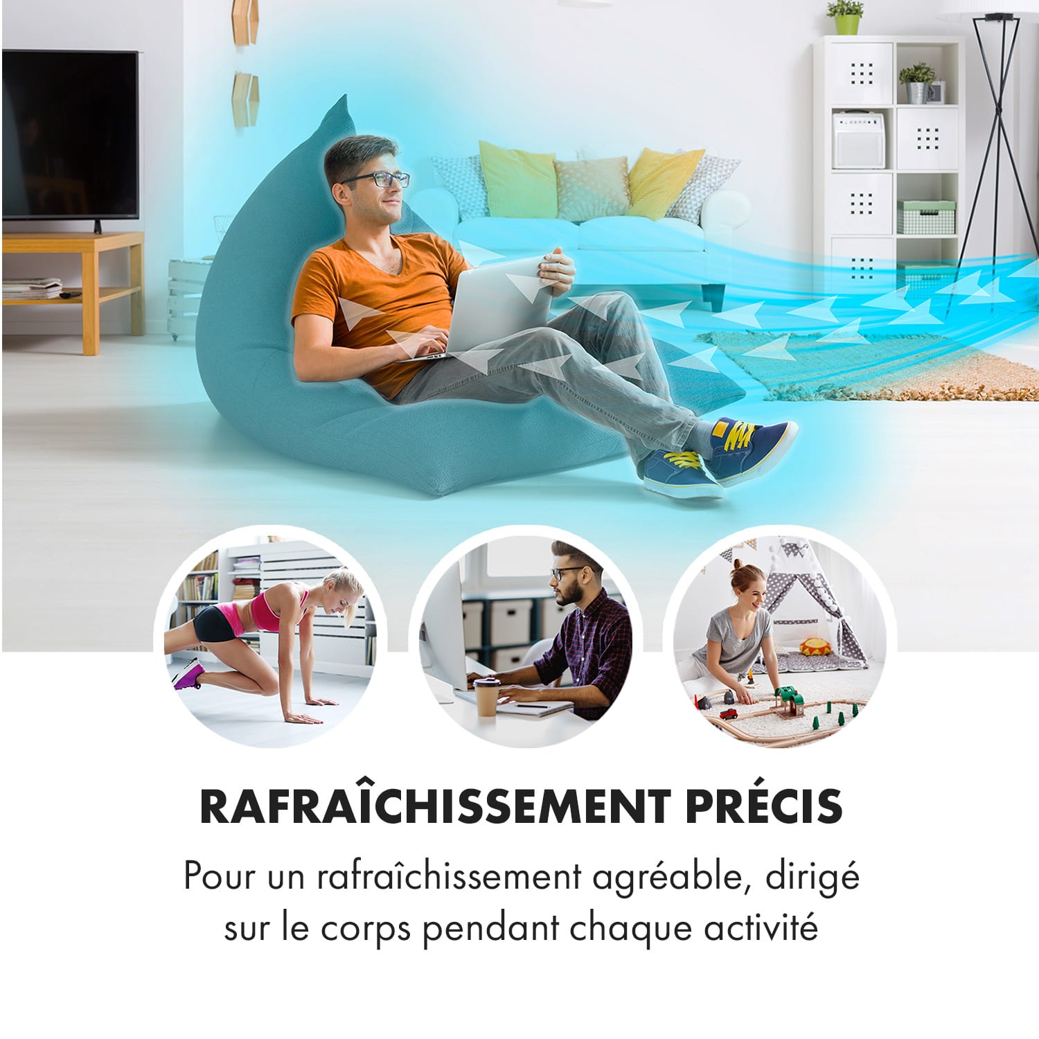 Skyscraper 3G Ventilateur tour 48W Débit d'air 1633 m³/h Télécommande  Blanc