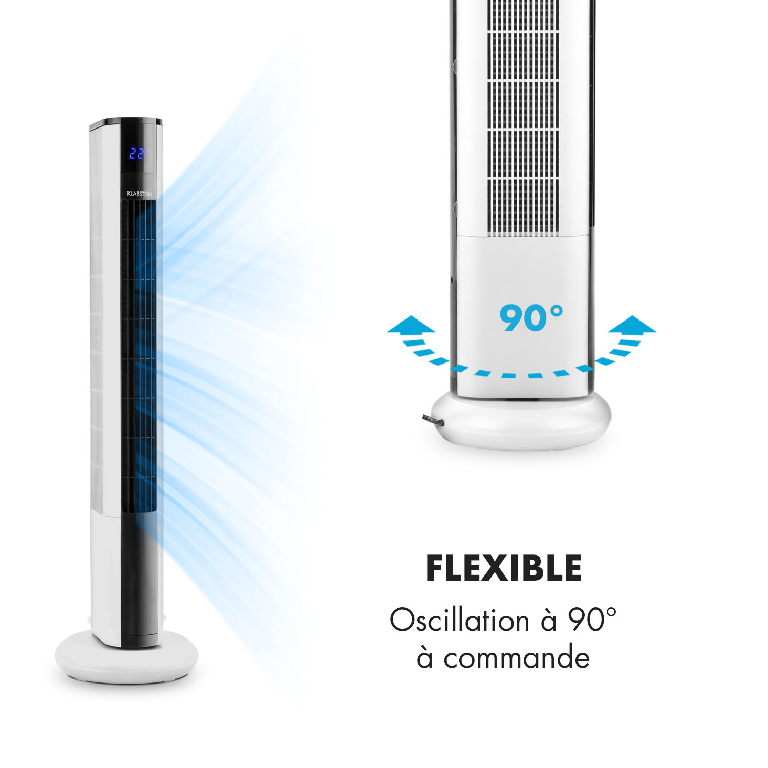 Skyscraper 3G Ventilateur tour 48W Débit d'air 1633 m³/h Télécommande  Blanc