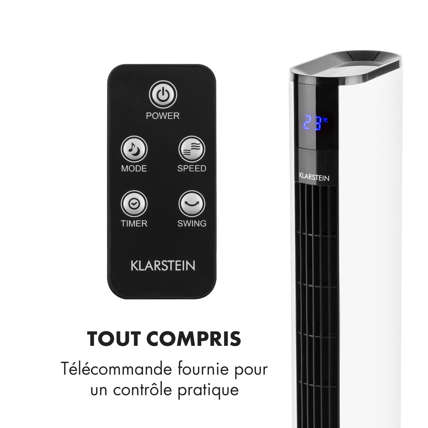 Skyscraper 3G Ventilateur tour 48W Débit d'air 1633 m³/h Télécommande  Blanc