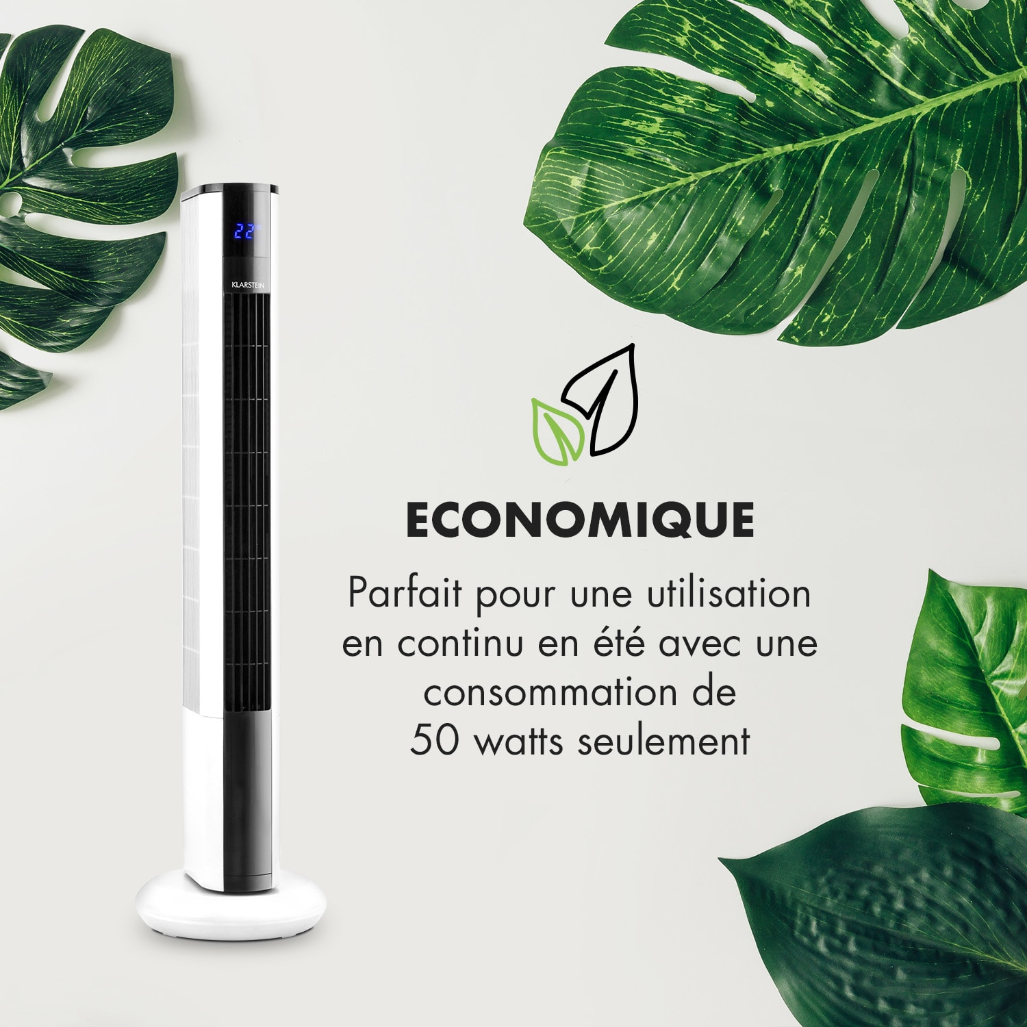 Skyscraper 3G Ventilateur tour 48W Débit d'air 1633 m³/h Télécommande  Blanc