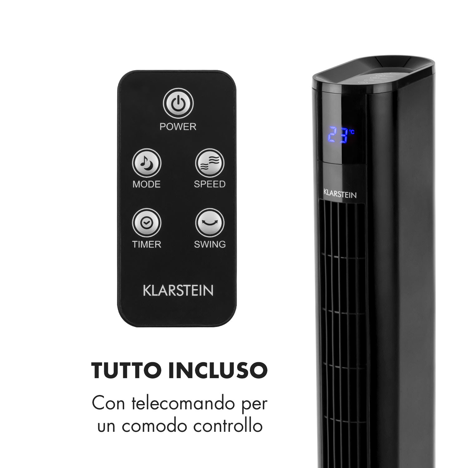 Skyscraper 3G ventilatore a torre, 48W, portata d'aria da 1.633 m³/h, telecomando  Nero