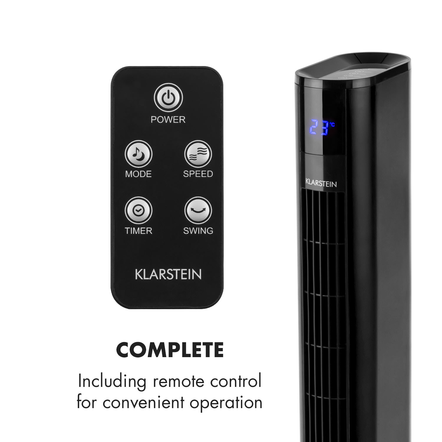 Skyscraper 3G, wentylator kolumnowy, 50 W, panel dotykowy, pilot Czarny