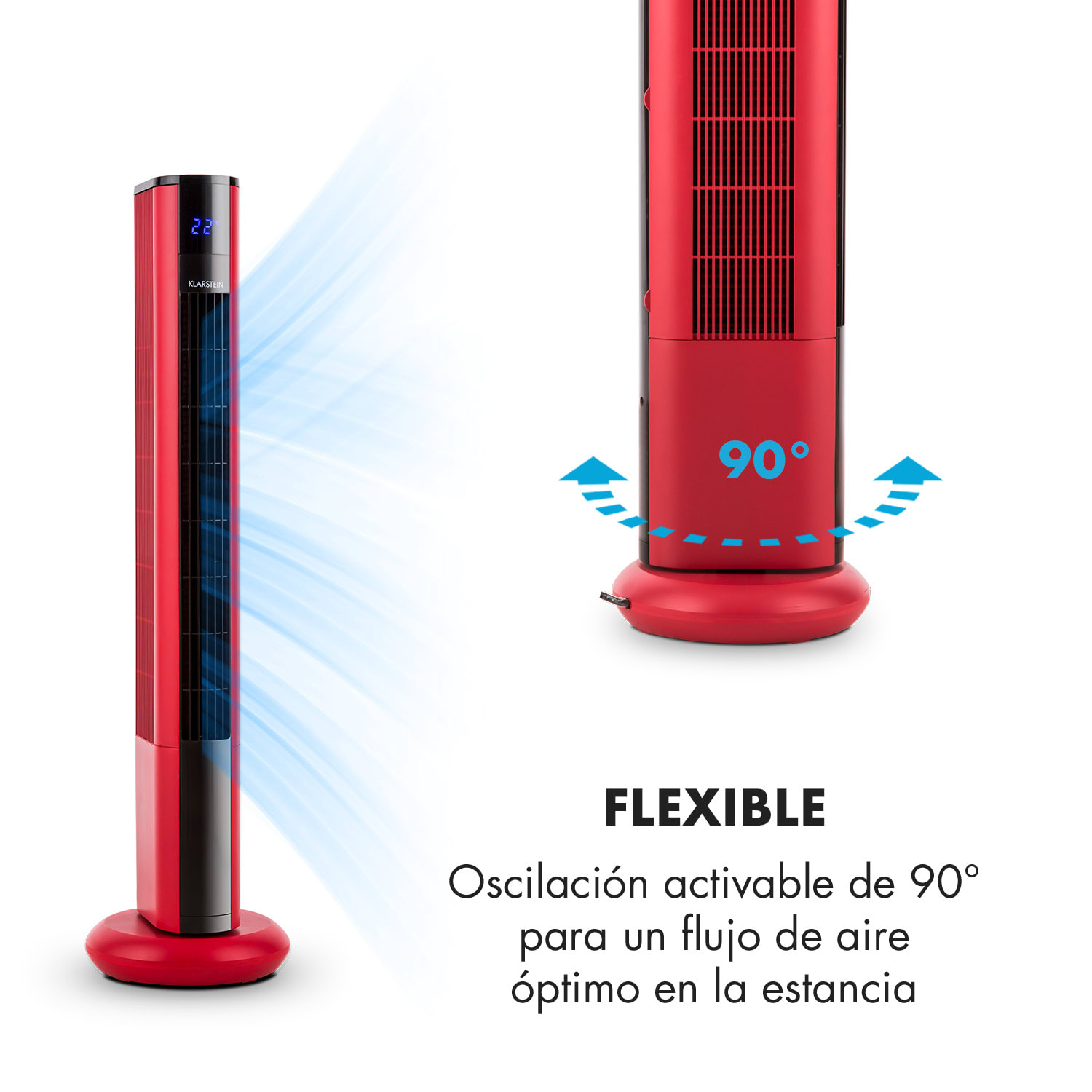 Skyscraper 3G Ventilador de pie panel tactil mando a distancia rojo Rojo