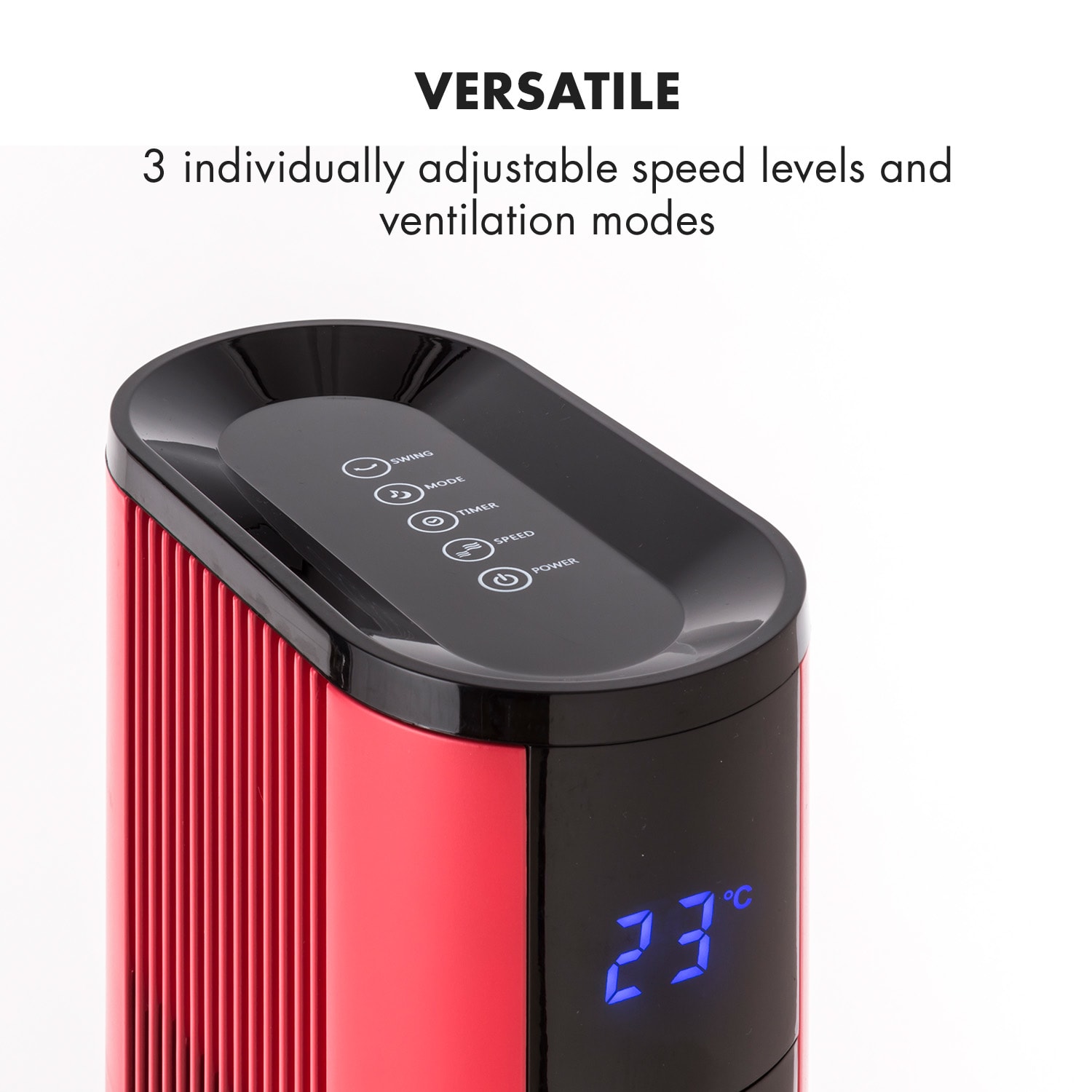Skyscraper 3G, 50 W, věžový ventilátor s dotykovým ovládáním, dálkový ovladač, červený Červená