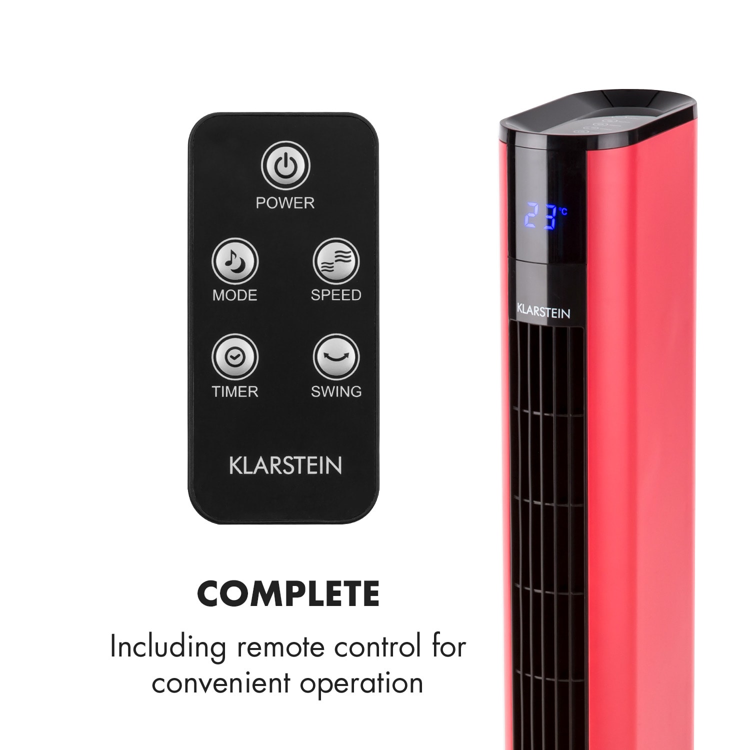 Skyscraper 3G, 50 W, věžový ventilátor s dotykovým ovládáním, dálkový ovladač, červený Červená