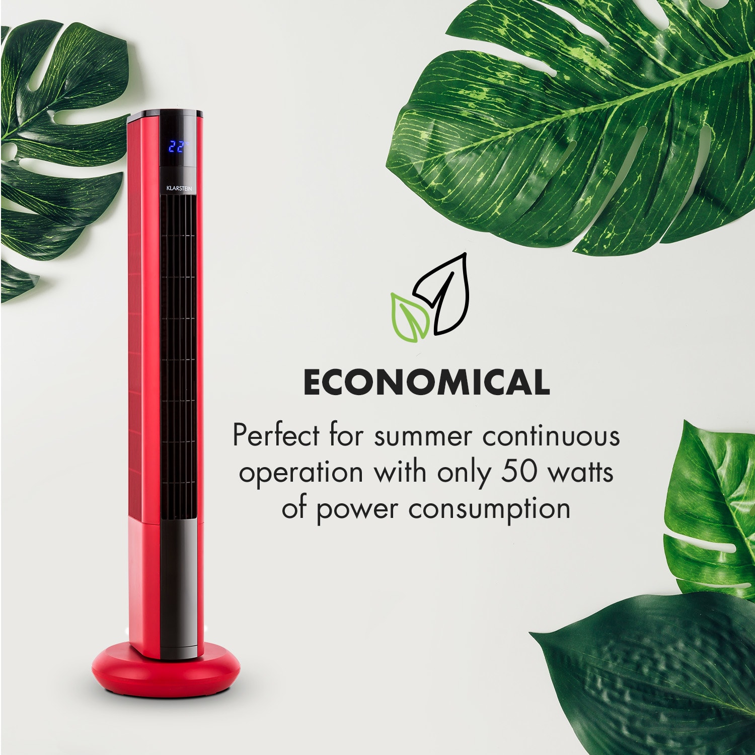 Skyscraper 3G, 50 W, věžový ventilátor s dotykovým ovládáním, dálkový ovladač, červený Červená