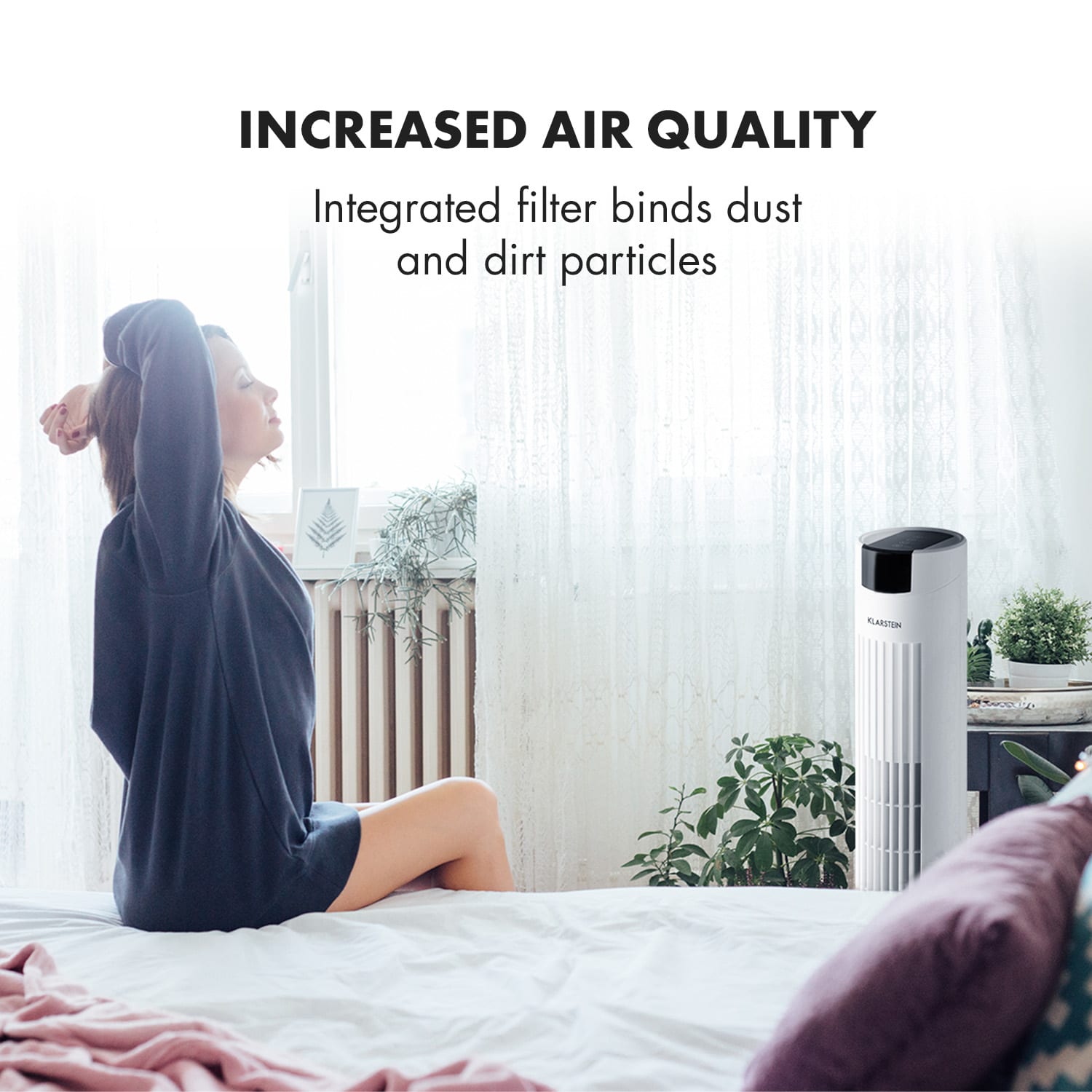 Skyscraper 2G, stupni ventilator, 40 W, s upravljanjem na dodir, aromatično ulje, daljinski upravljač, bijeli Bijela