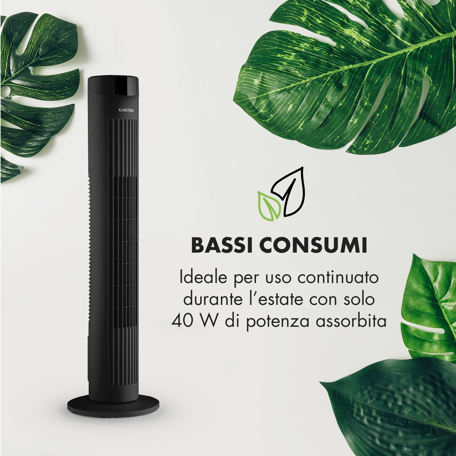 Skyscraper 2G Ventilatore A Colonna 40W Aroma Telecomando Nero Nero