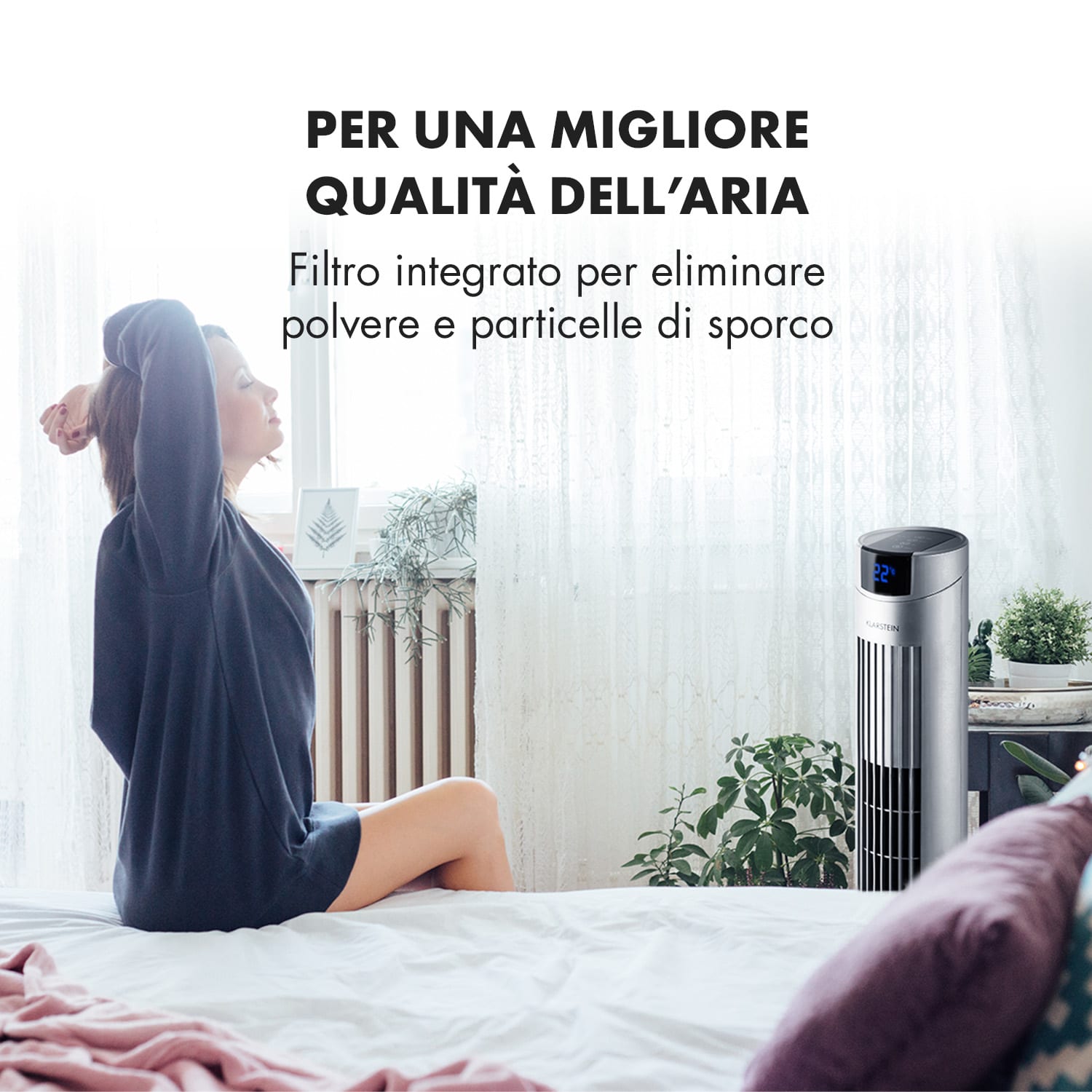 Skyscraper 2G Ventilatore A Colonna 40W Aroma Telecomando Argento 