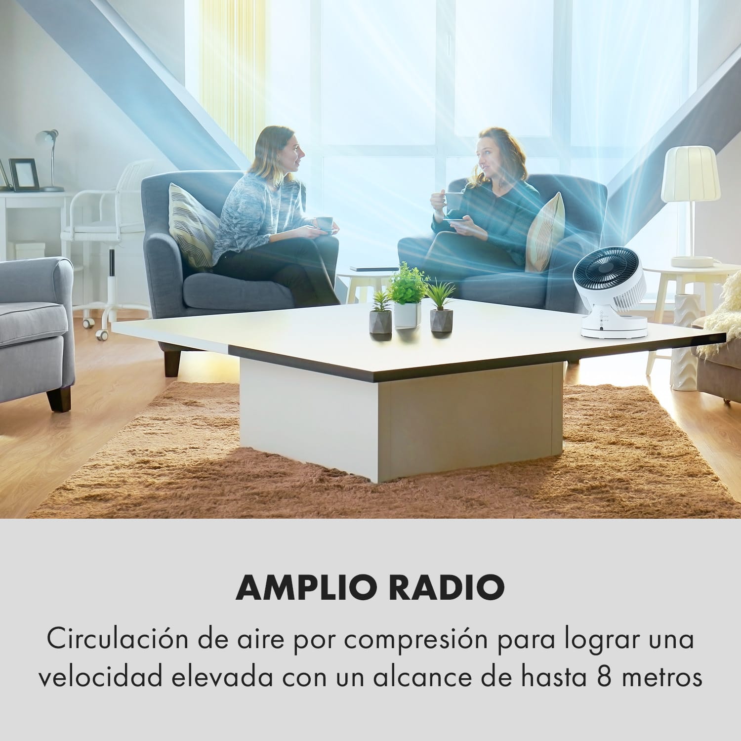 Touchstream WH Ventilador de mesa 45W Panel táctil Mando a distancia Blanco