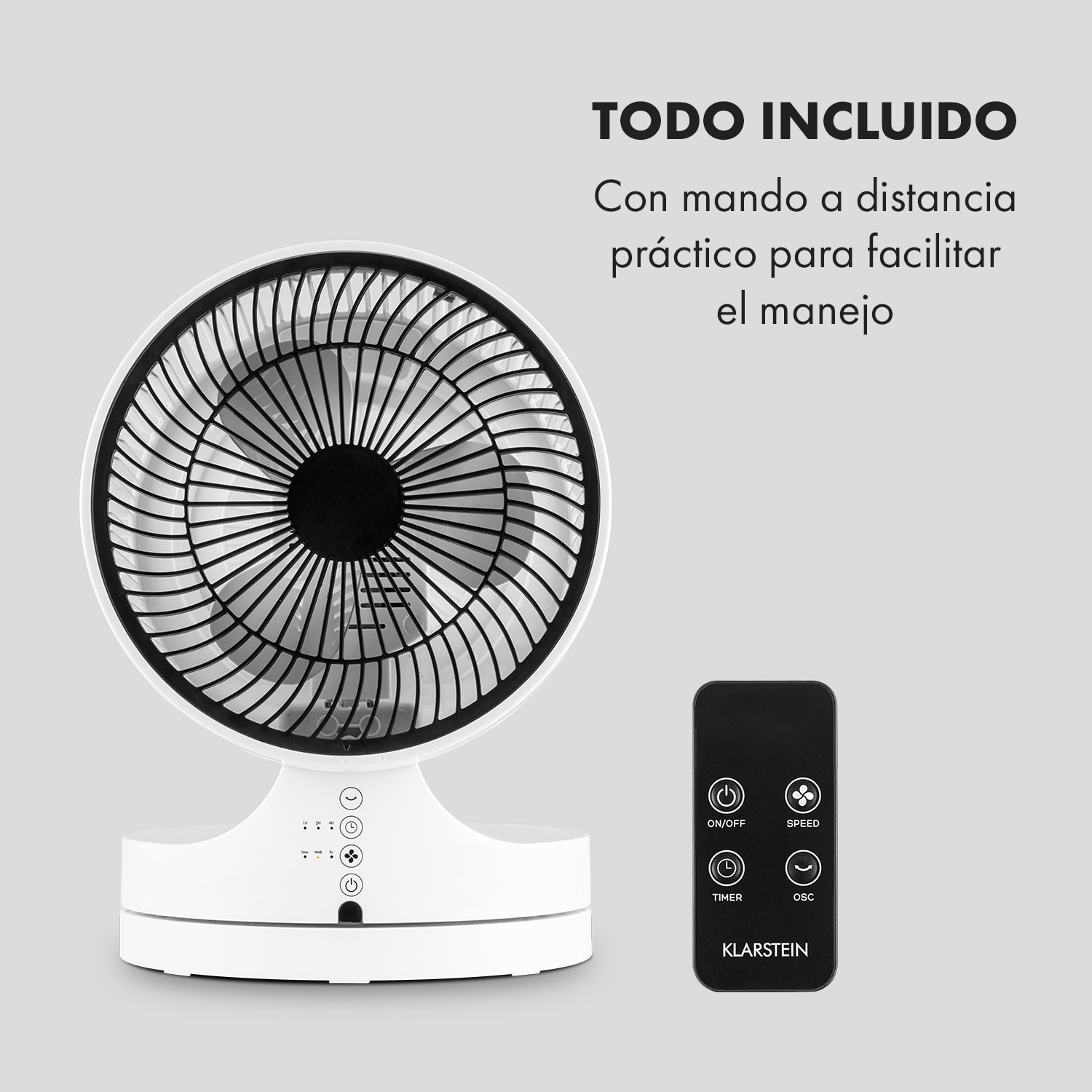 Touchstream WH Ventilador de mesa 45W Panel táctil Mando a distancia Blanco