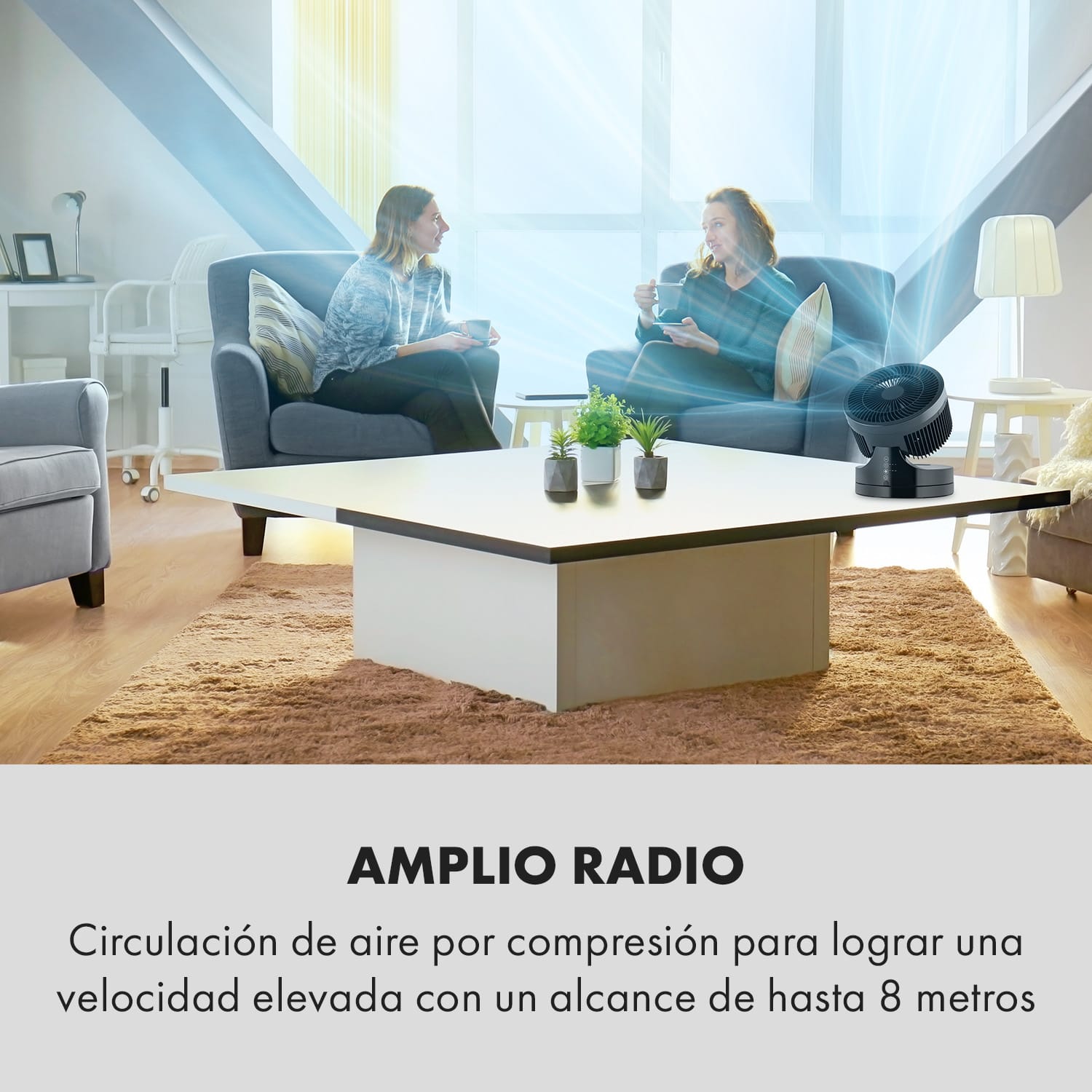 Touchstream BK ventilador de pie base de suelo 45W panel táctil mando Negro