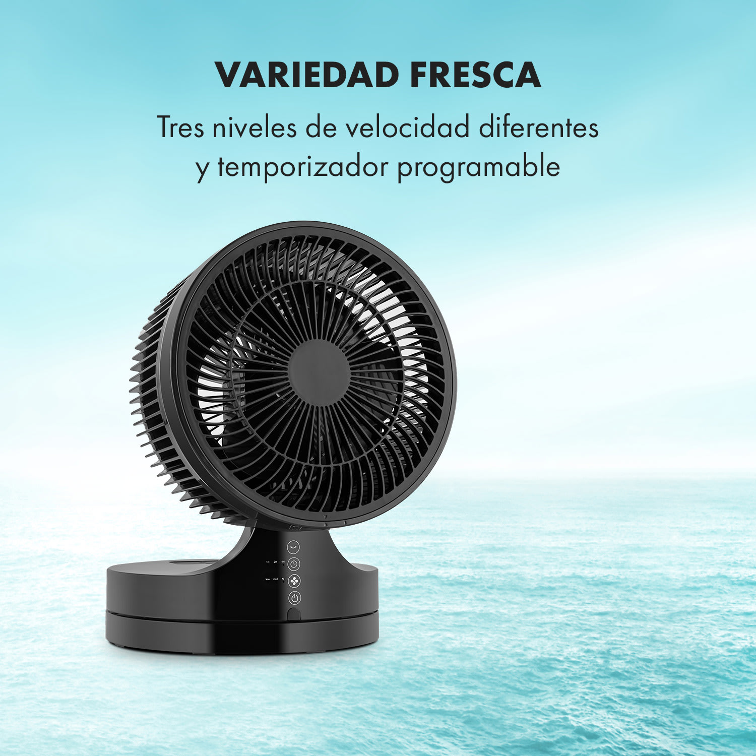 Touchstream BK ventilador de pie base de suelo 45W panel táctil mando Negro