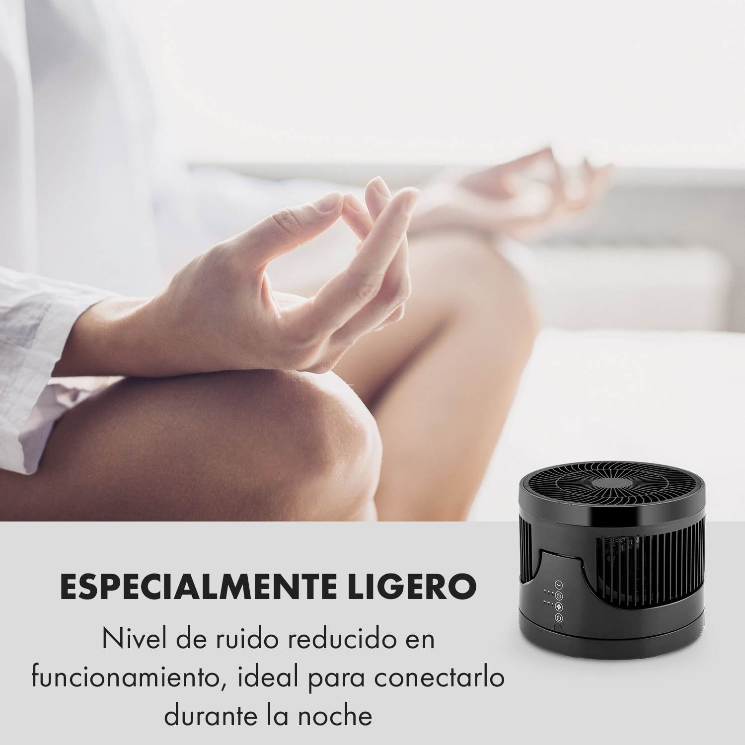 Touchstream BK ventilador de pie base de suelo 45W panel táctil mando Negro