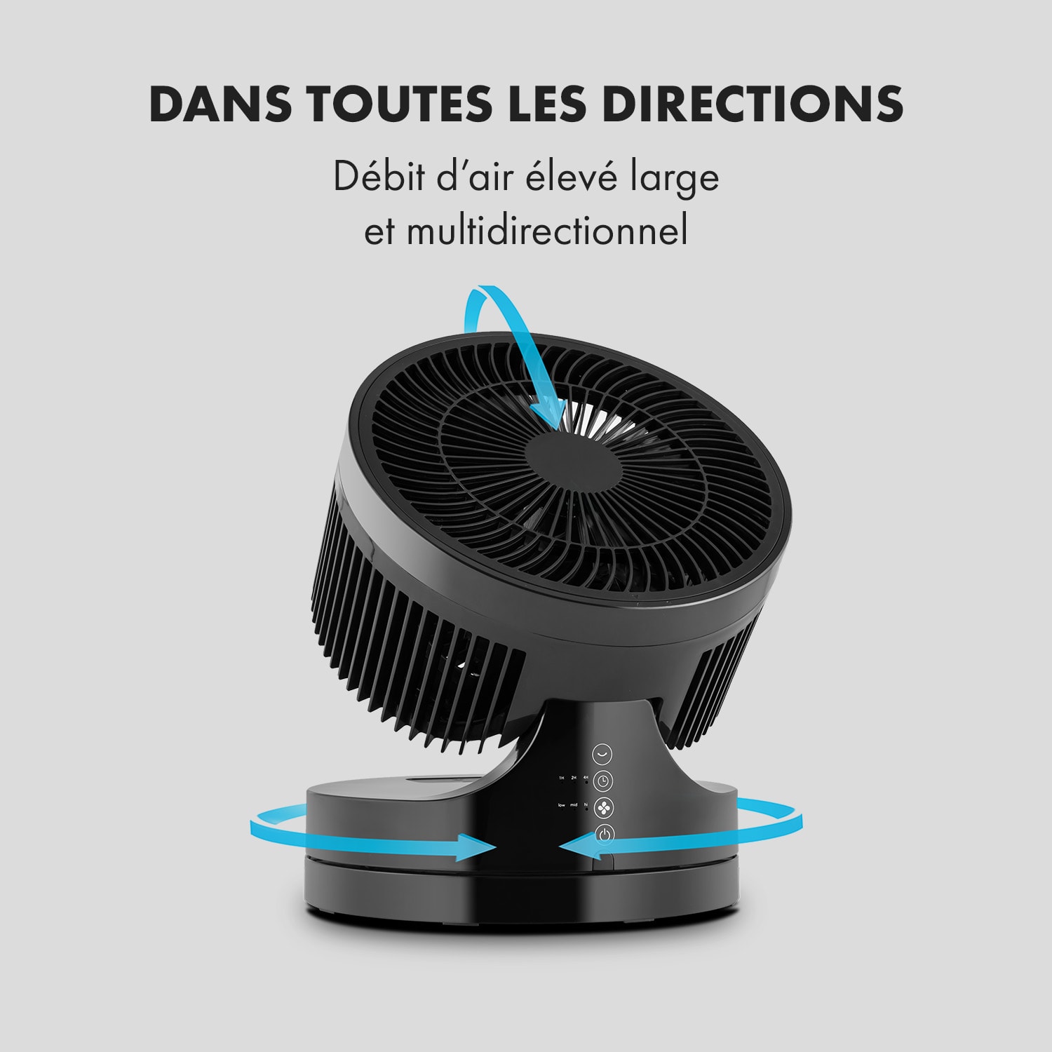 Touchstream Ventilateur de table silencieux Ø 25cm 3 vitesses -noir 