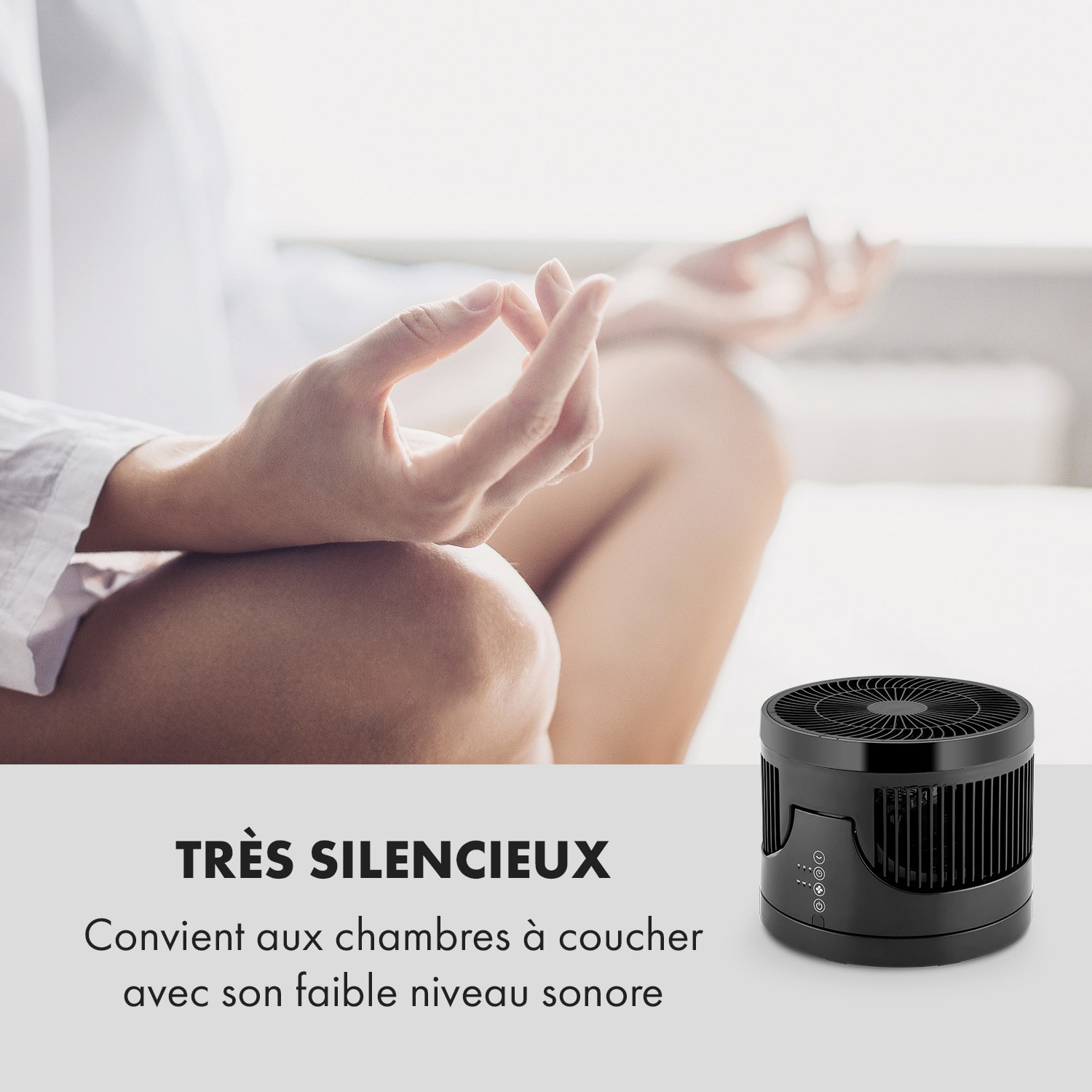 Touchstream Ventilateur de table silencieux Ø 25cm 3 vitesses -noir 