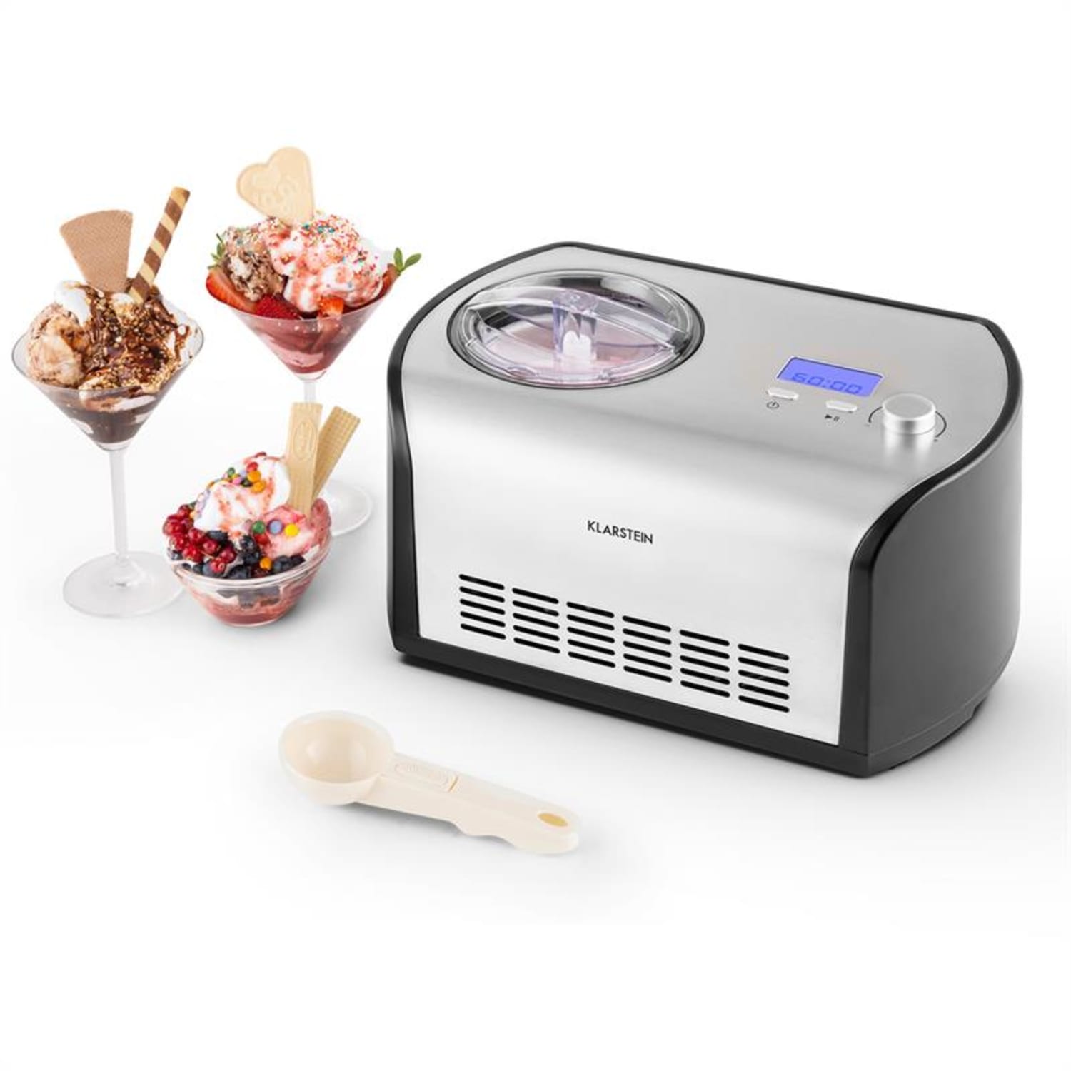 Snowberry & Choc Ice Cream Machine 1.2 litre stainless steel keep cool 
