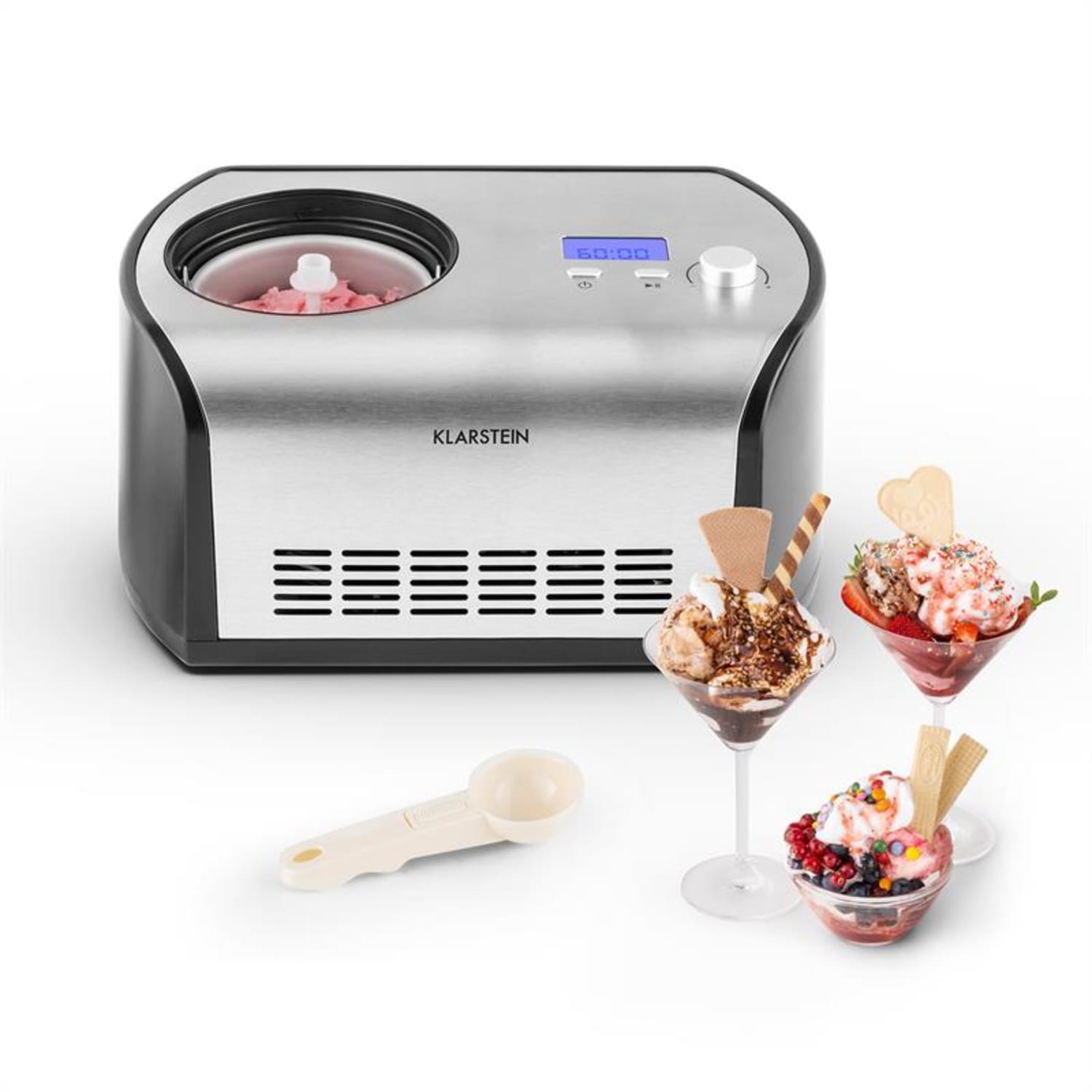 Snowberry & Choc Ice Cream Machine 1.2 litre stainless steel keep cool 