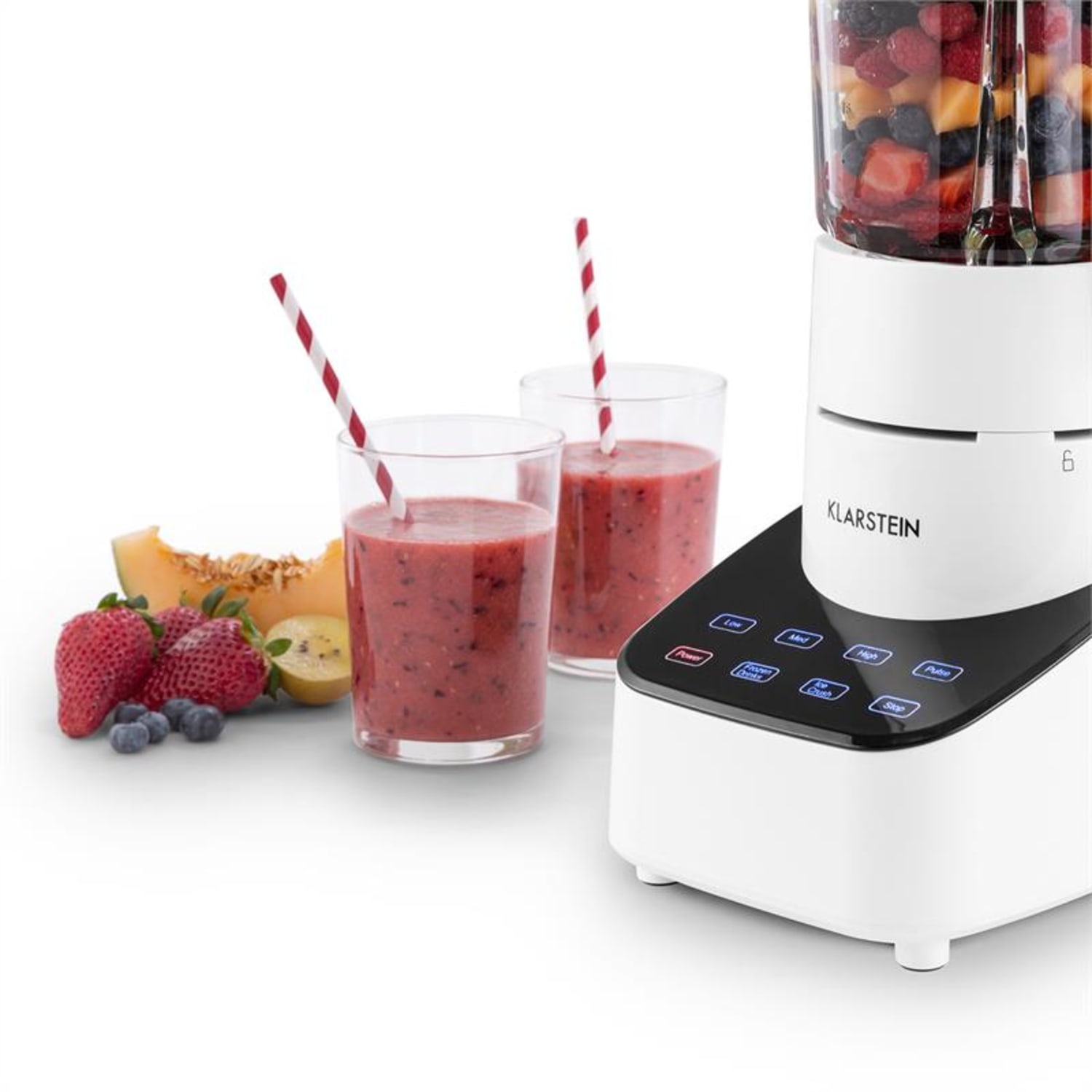 Klarstein Touch & Go, turmixgép, 700 W, 1,5 l, üveg kancsó, érintésvezérlés, fehér Fehér