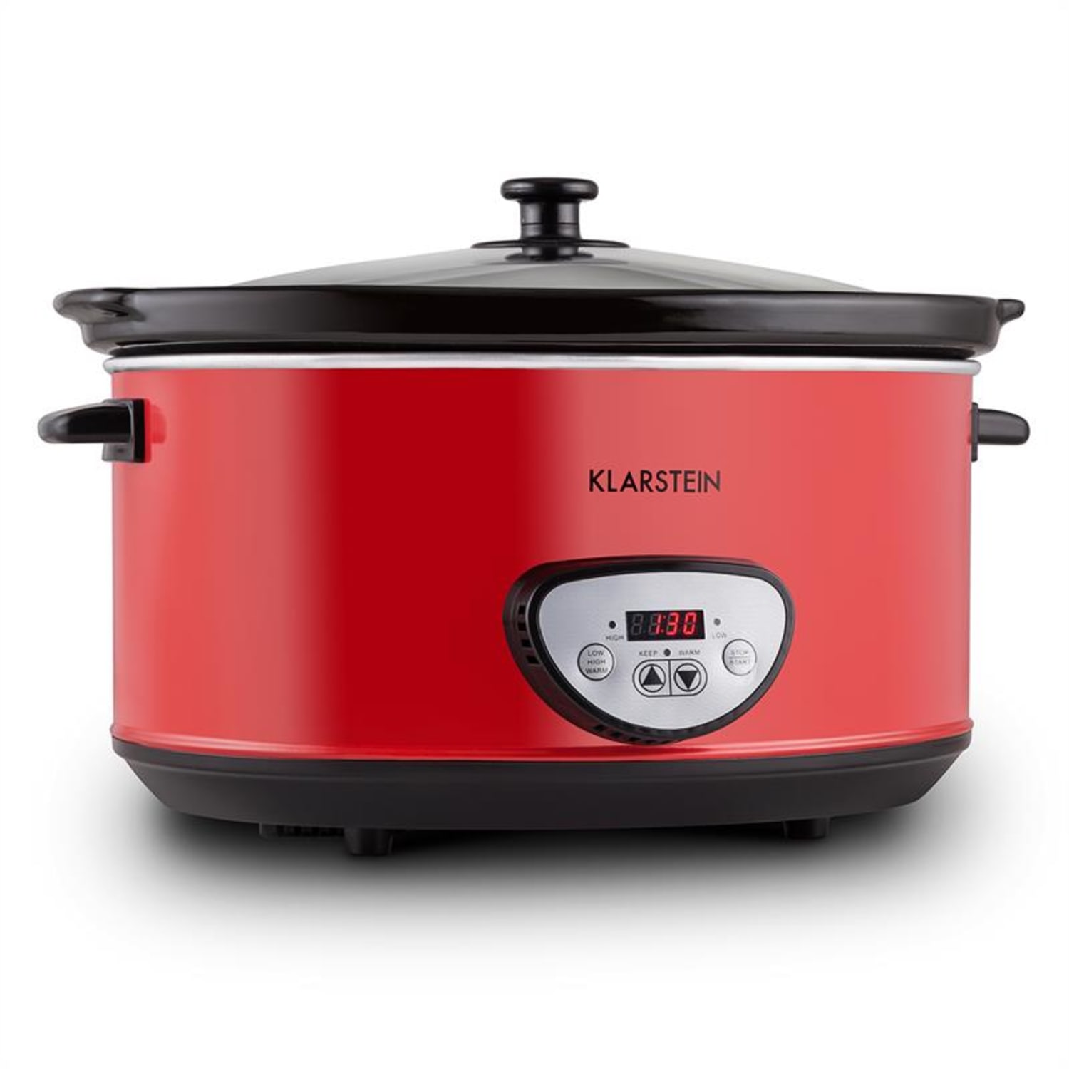 Klarstein Bankett Slow Cooker, piros, 320 W, lassú főzőedény, digitális, 6,5 liter 
