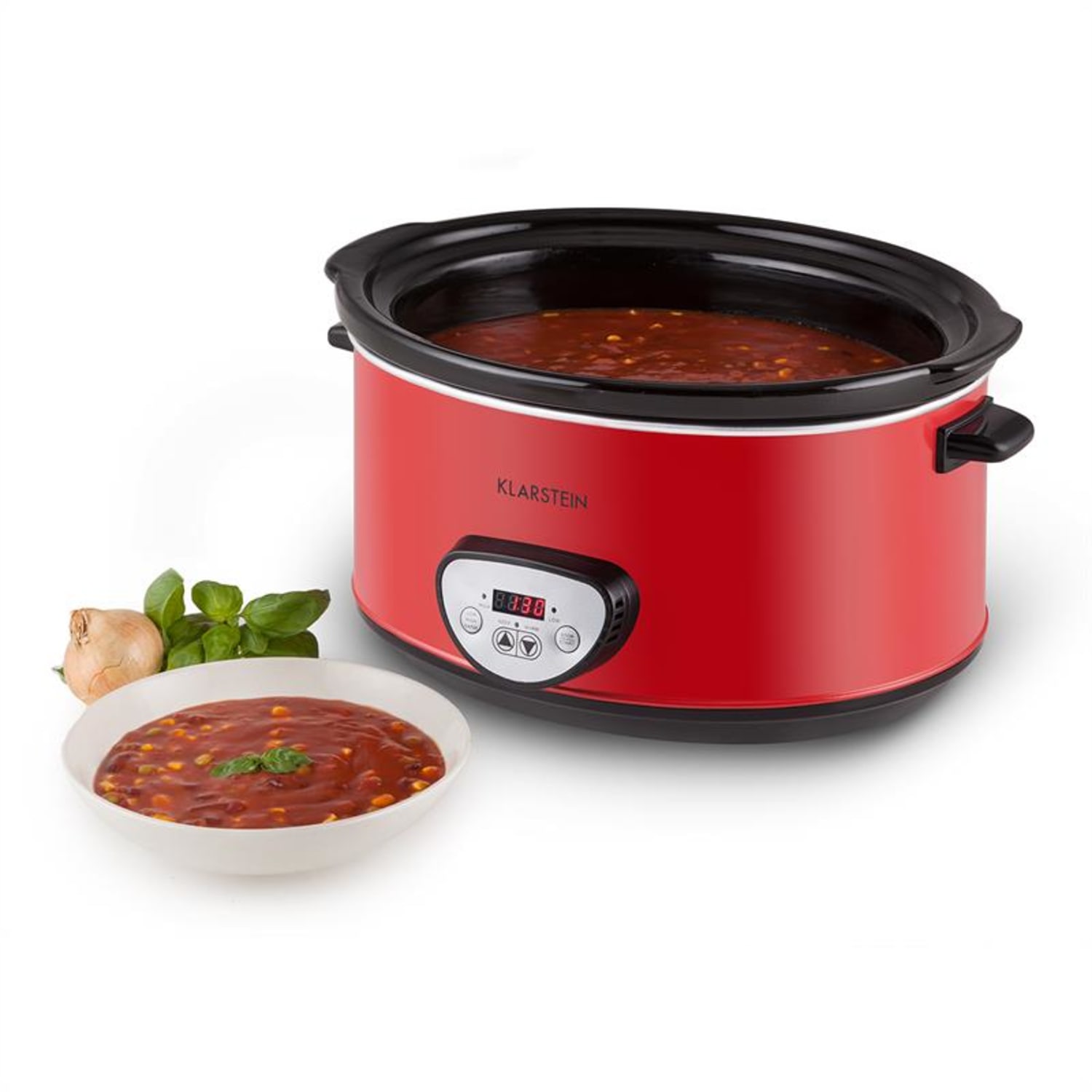 Klarstein Bankett Slow Cooker, piros, 320 W, lassú főzőedény, digitális, 6,5 liter 