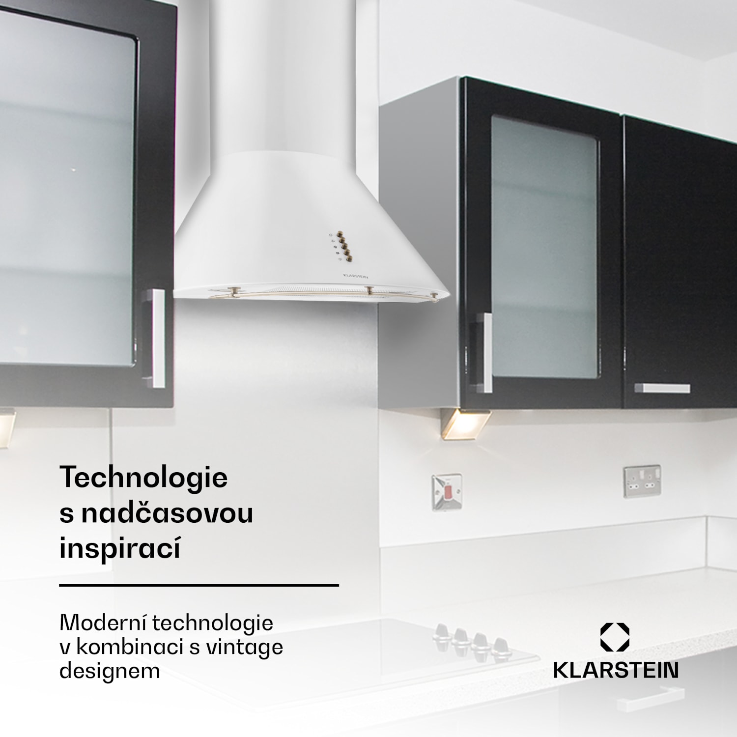 Lumio Primo, digestoř, 60 cm, komínová, 490 m³/h, retro design, nerezová ocel, bílá 