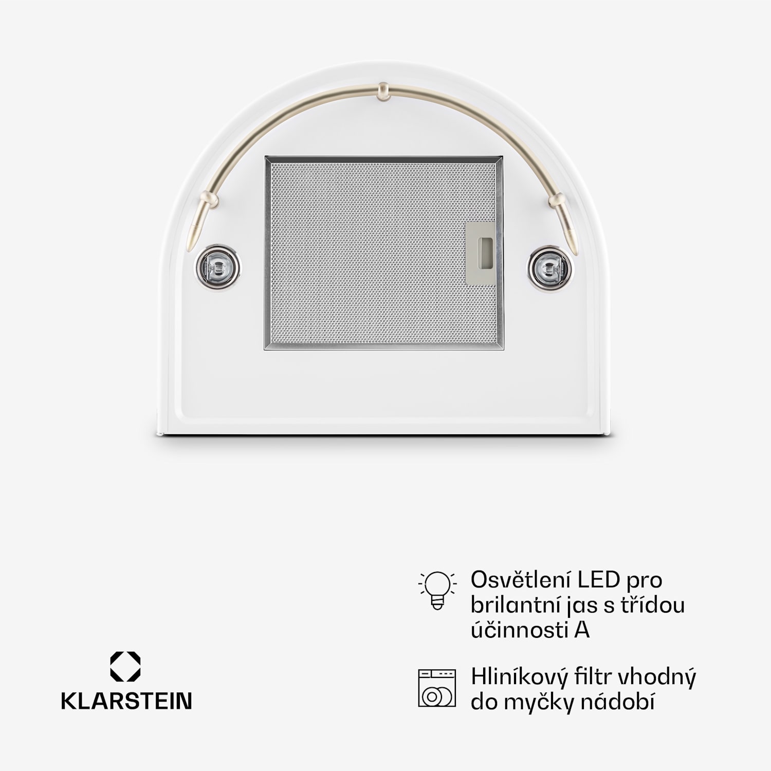 Lumio Primo, digestoř, 60 cm, komínová, 490 m³/h, retro design, nerezová ocel, bílá 