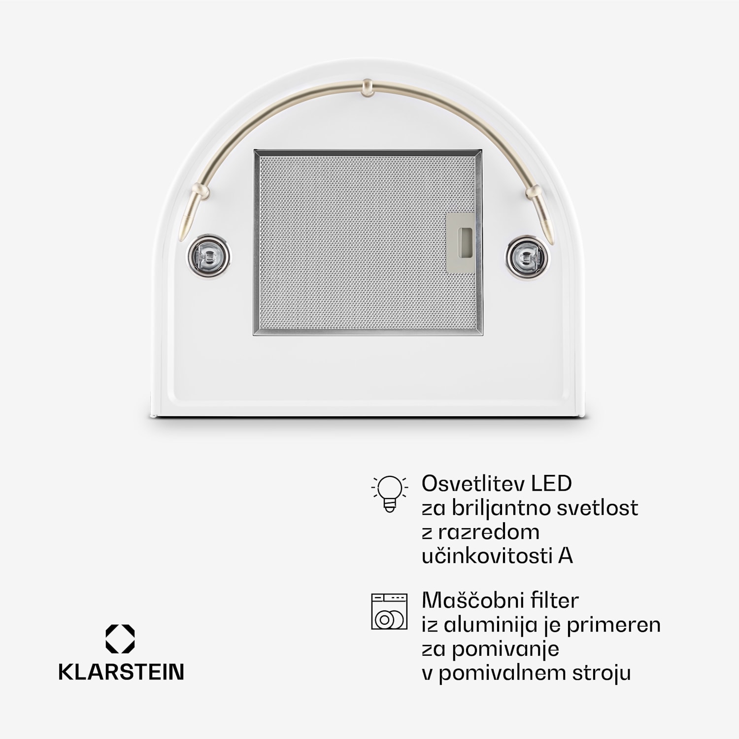 Lumio Primo, bel, 60 cm, 430 m3/h, retro sesalec pare za dimnik Bela