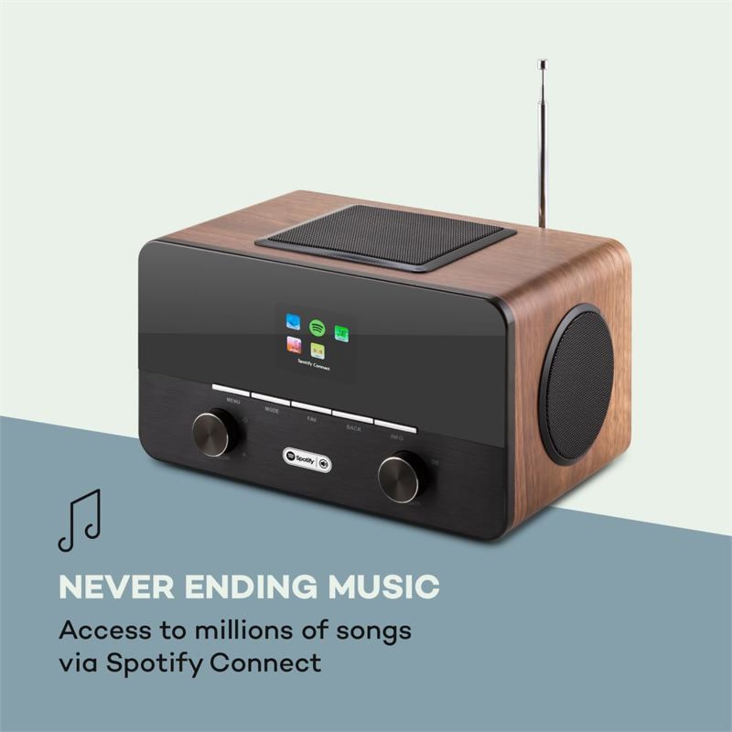 Connect 150, 2.1 internetni radio z media playerjem, Wi Fi, LAN, WD, USB, DAB+, FM, RDS Oreh