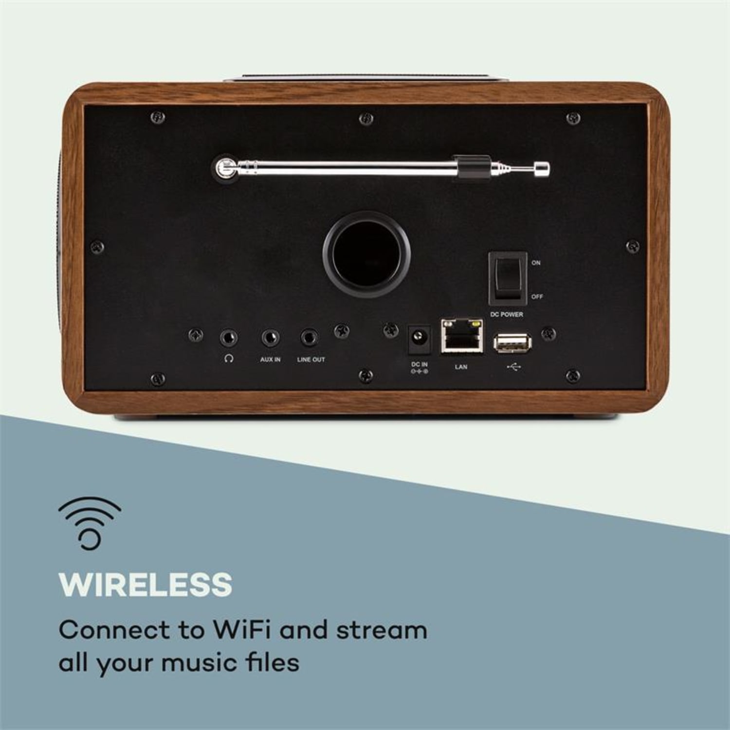 Connect 150, 2.1 internetni radio z media playerjem, Wi Fi, LAN, WD, USB, DAB+, FM, RDS Oreh