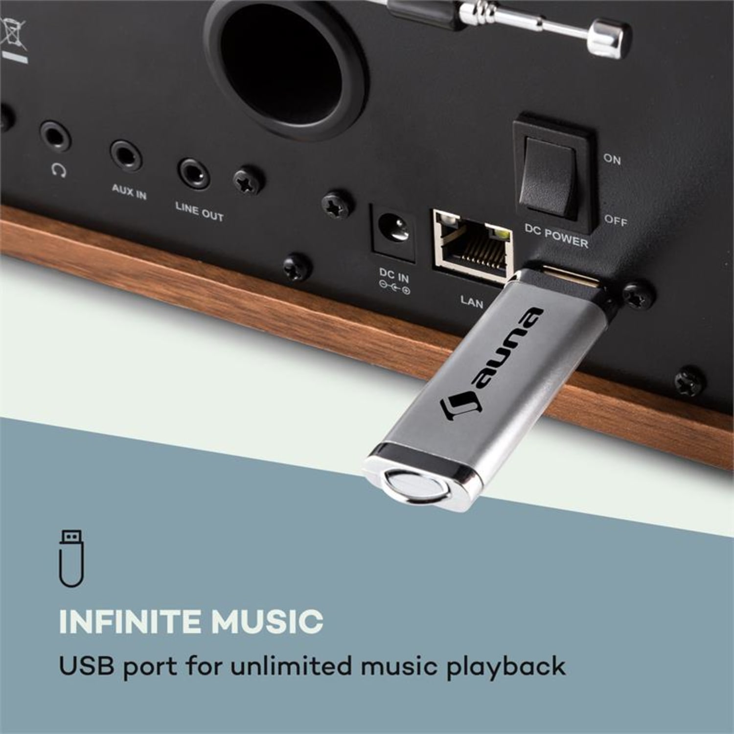 Connect 150, 2.1 internetni radio z media playerjem, Wi Fi, LAN, WD, USB, DAB+, FM, RDS Oreh