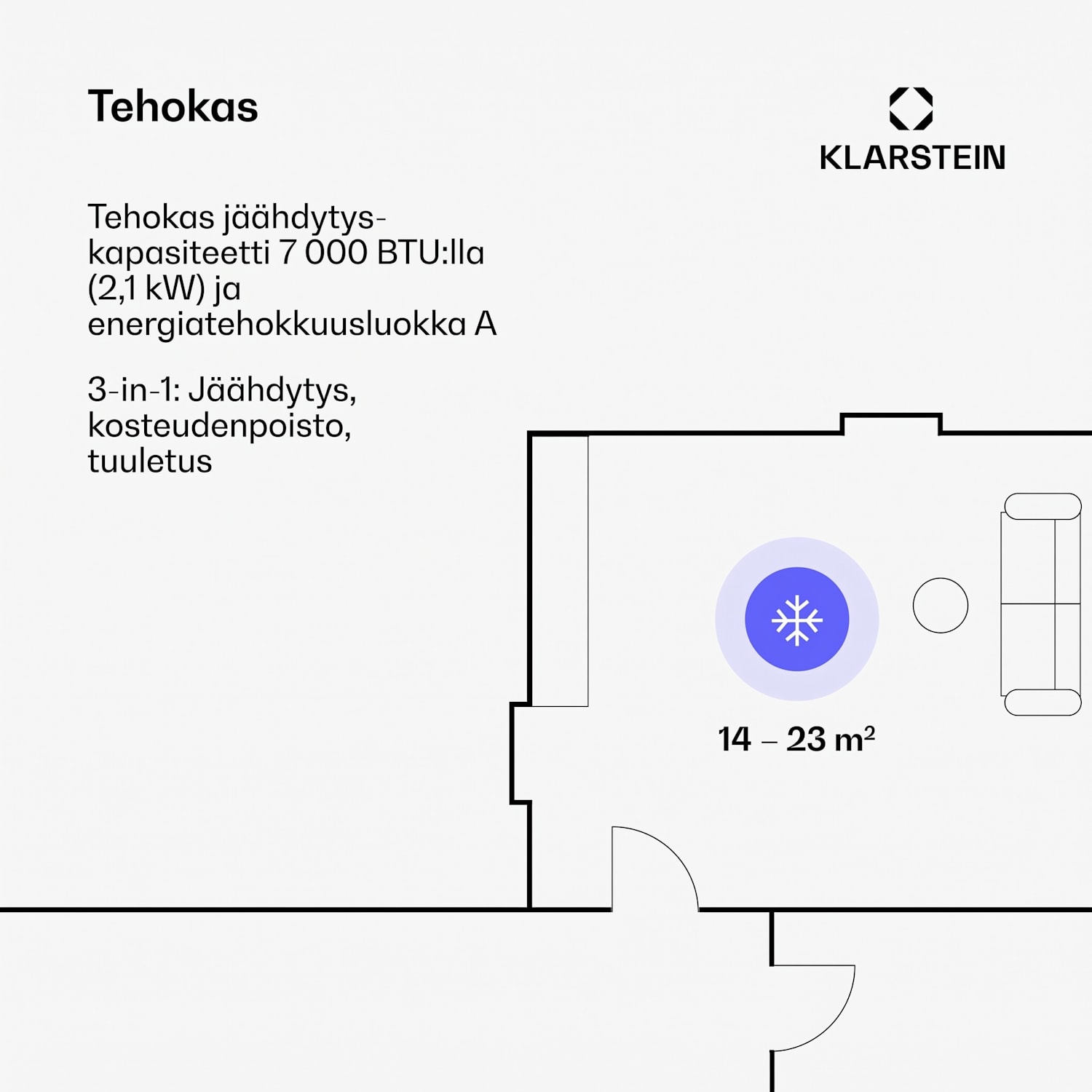 Pure Blizzard 3 2G siirrettävä ilmastointilaite 7 000 BTU/2,1 kW valkoinen 7.000 BTU | Ei | Valkoinen