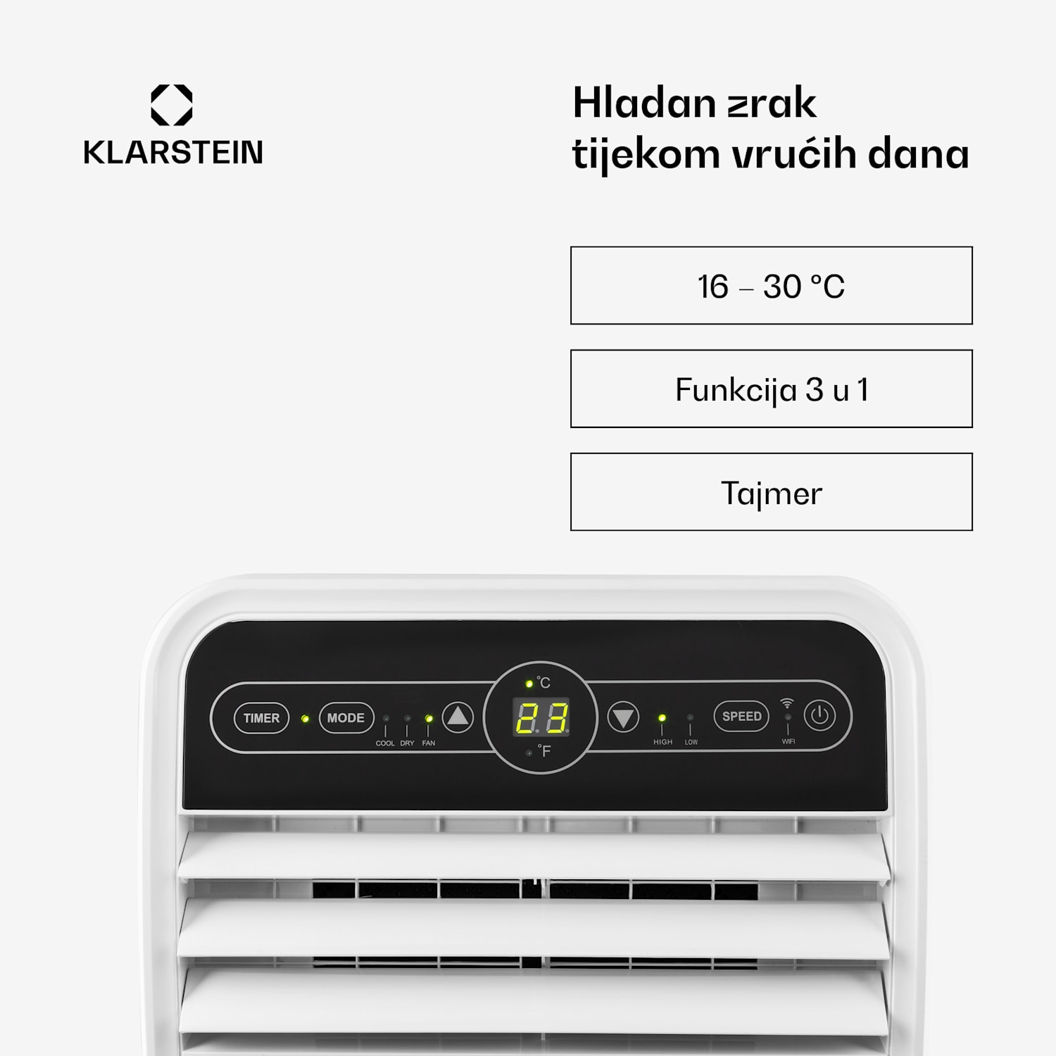 Metrobreeze 9 New York, 2600 W, 9000 BTU / sat., prijenosna klima, timer, bijeli 9.000 BTU | Ne | Bijela