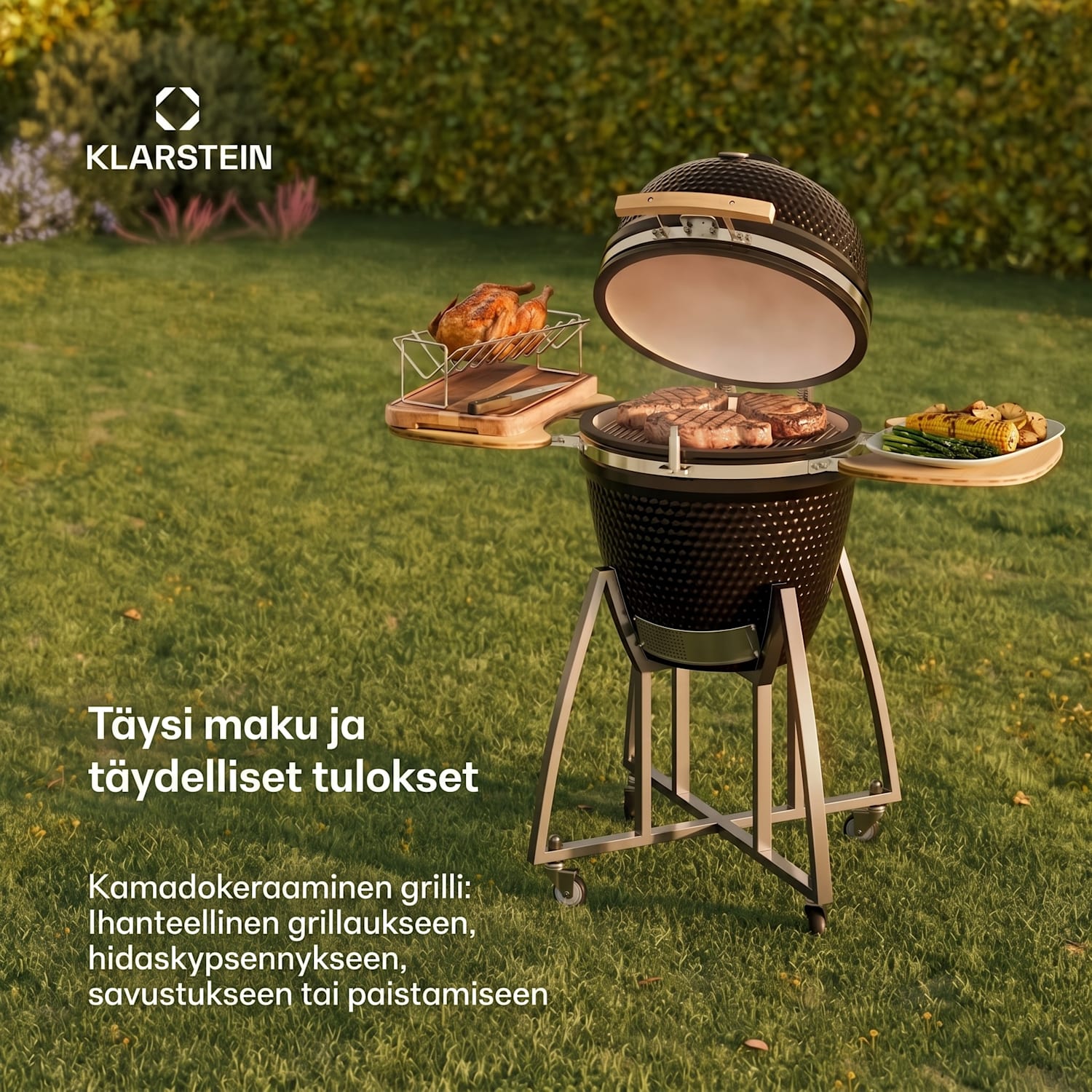 Kingsize Kamado-grilli keraaminen 21" Smoker Slowcooking jaloteräs 