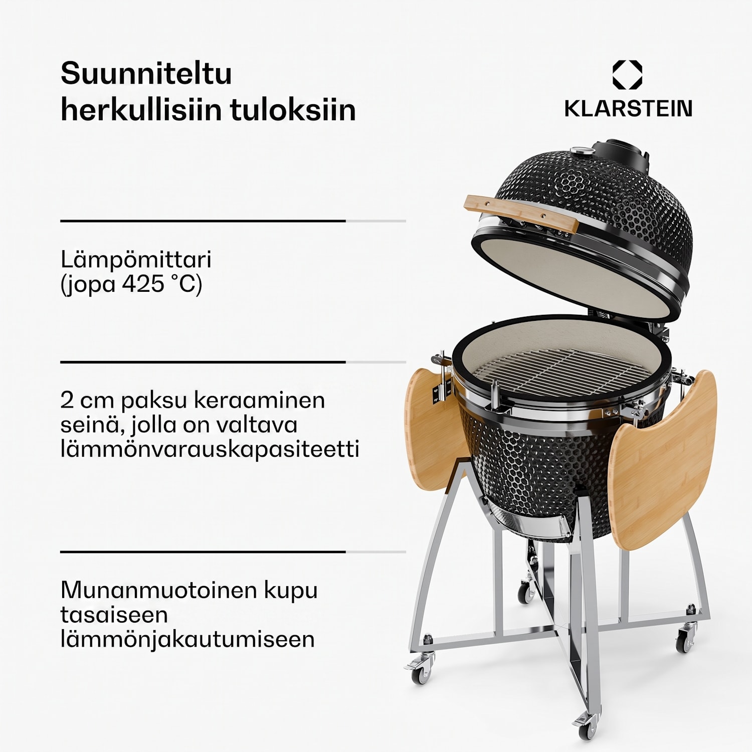 Kingsize Kamado-grilli keraaminen 21" Smoker Slowcooking jaloteräs 