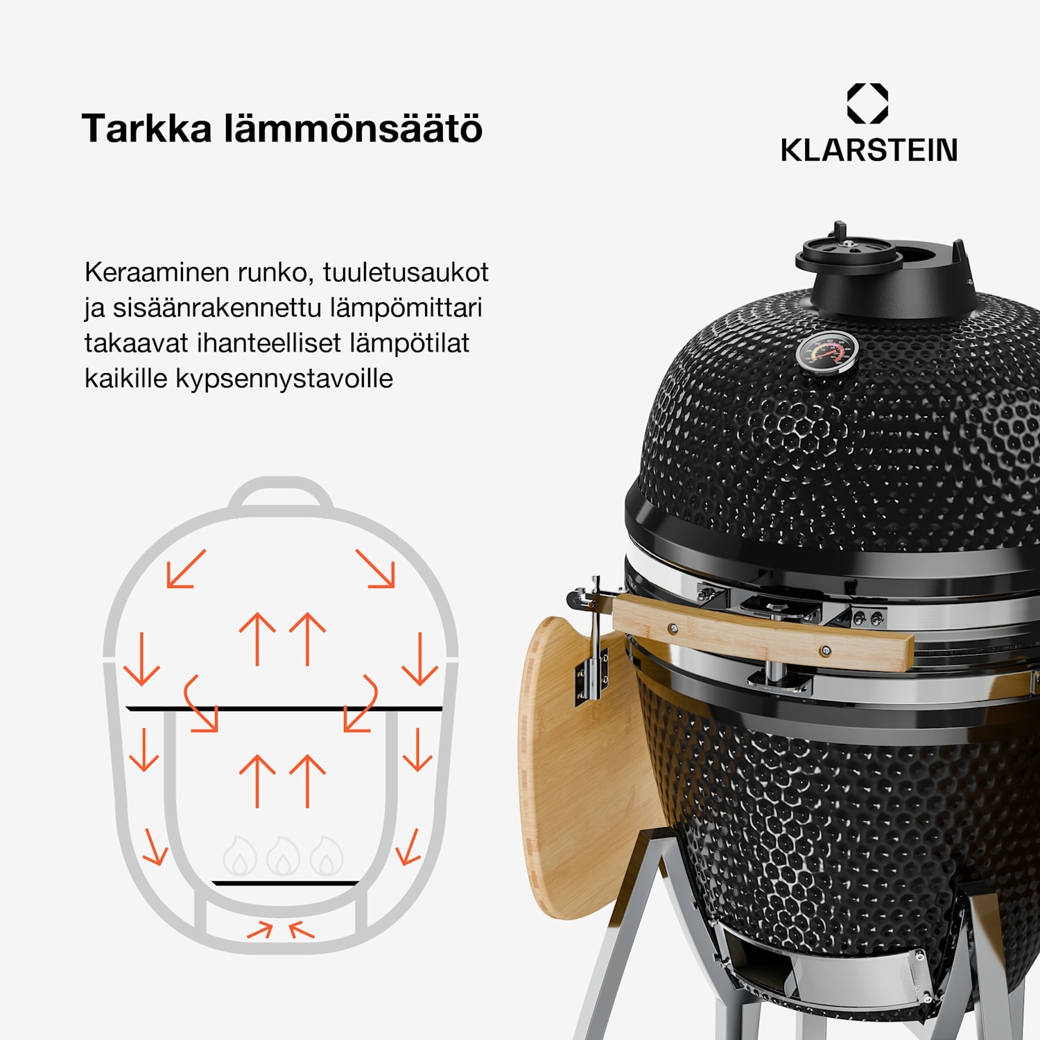 Kingsize Kamado-grilli keraaminen 21" Smoker Slowcooking jaloteräs 
