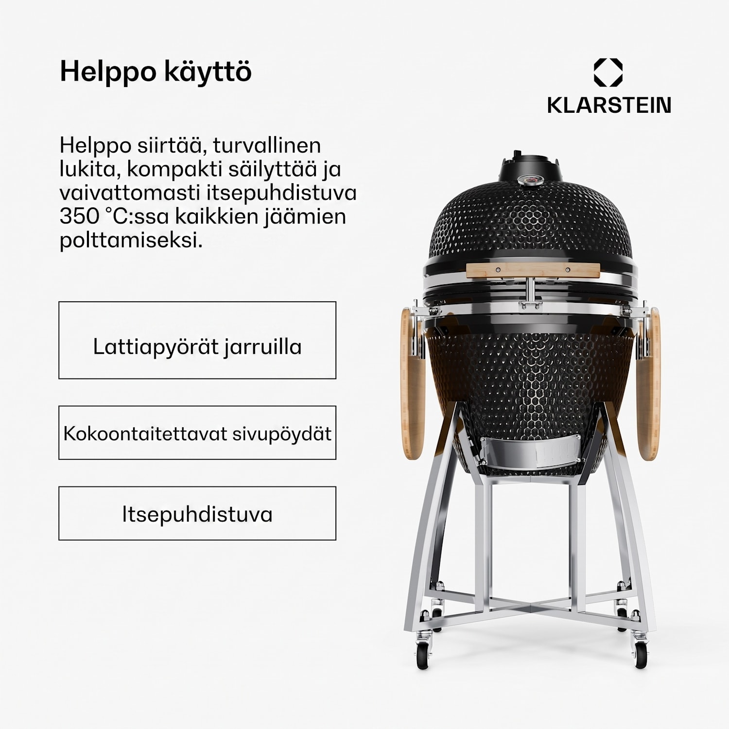 Kingsize Kamado-grilli keraaminen 21" Smoker Slowcooking jaloteräs 