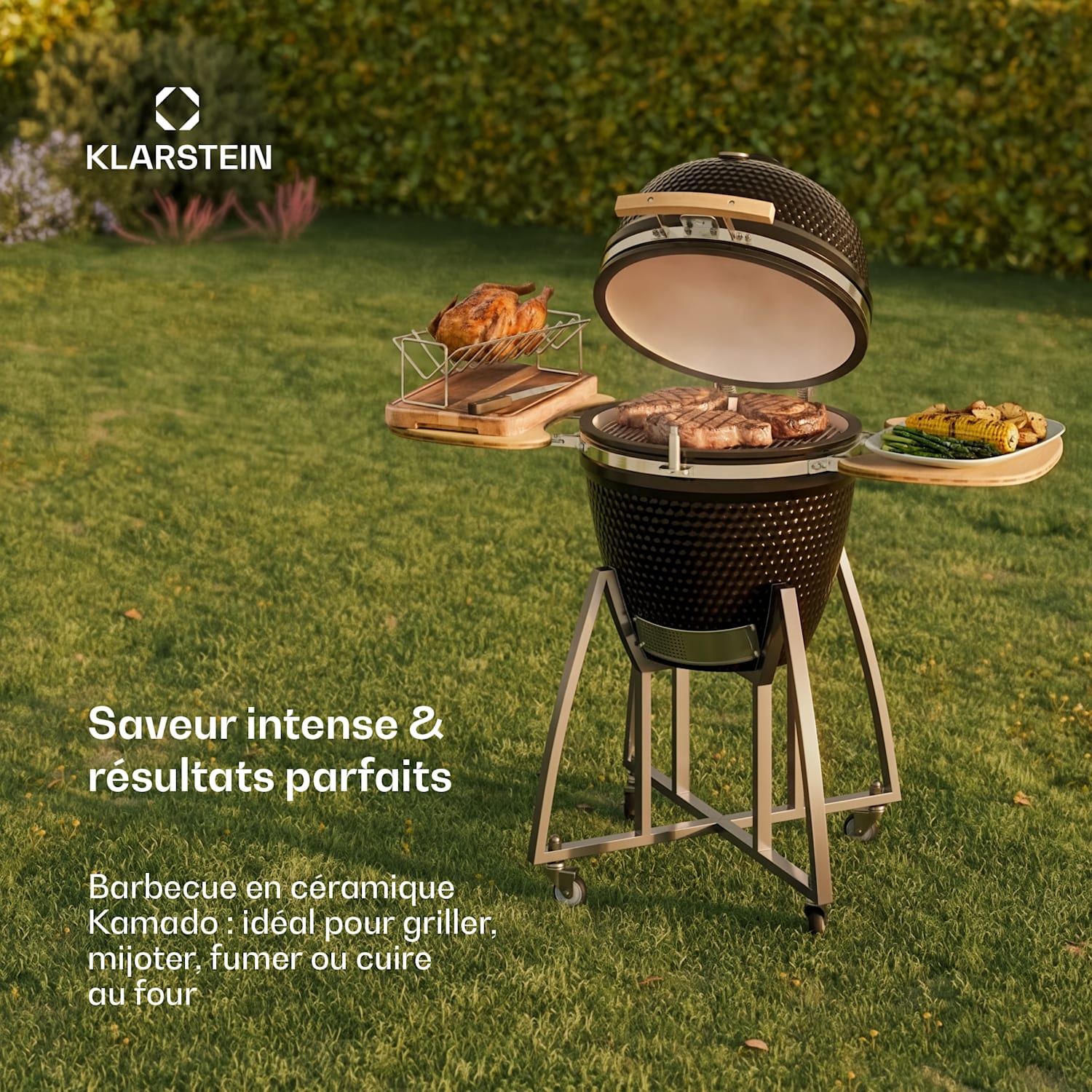 Kingsize Kamado-Grill keramische grill 21" smoker slowcooking roestvrij staal 